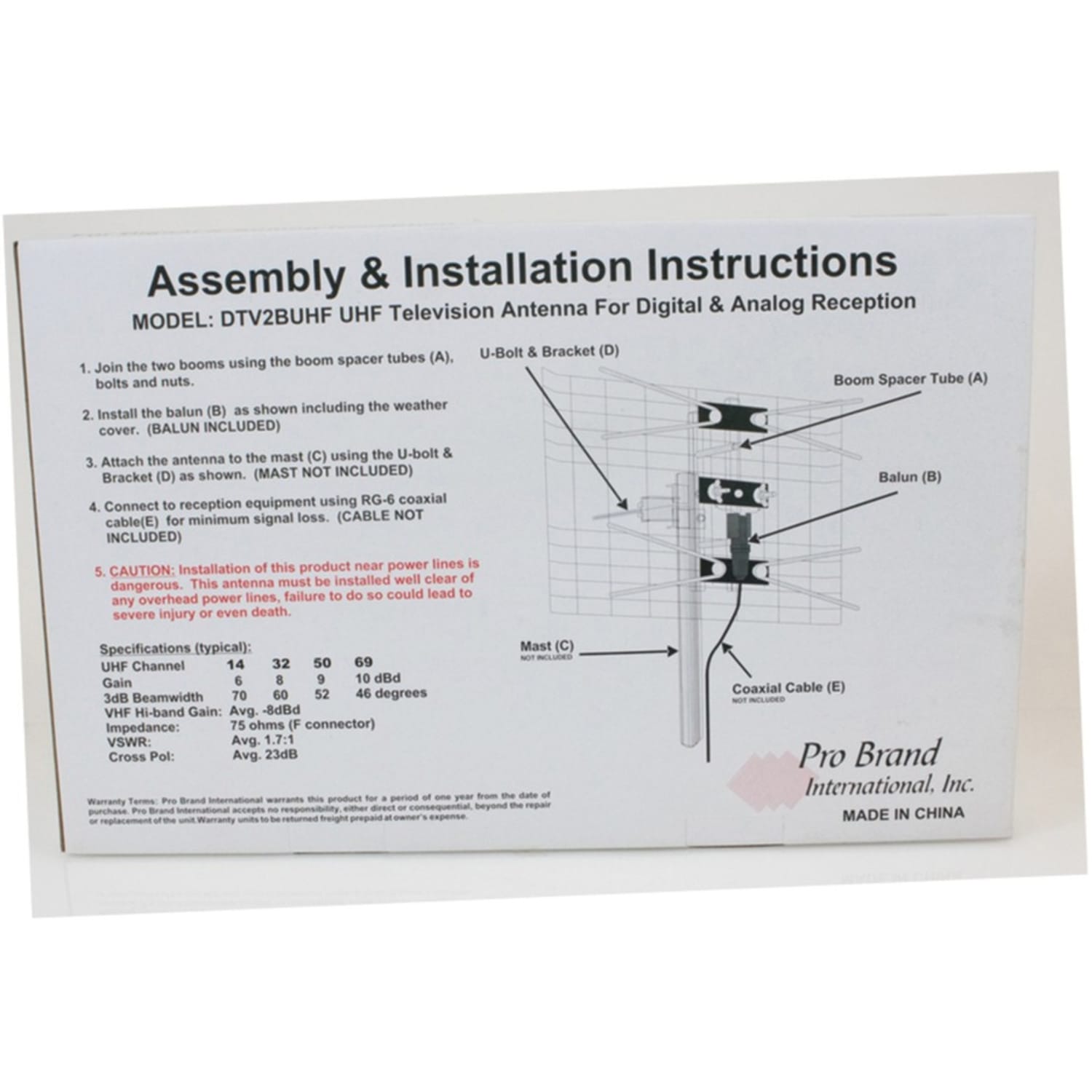 Pro Brand DIRECTV 2-Bay UHF Antenna - Image 5
