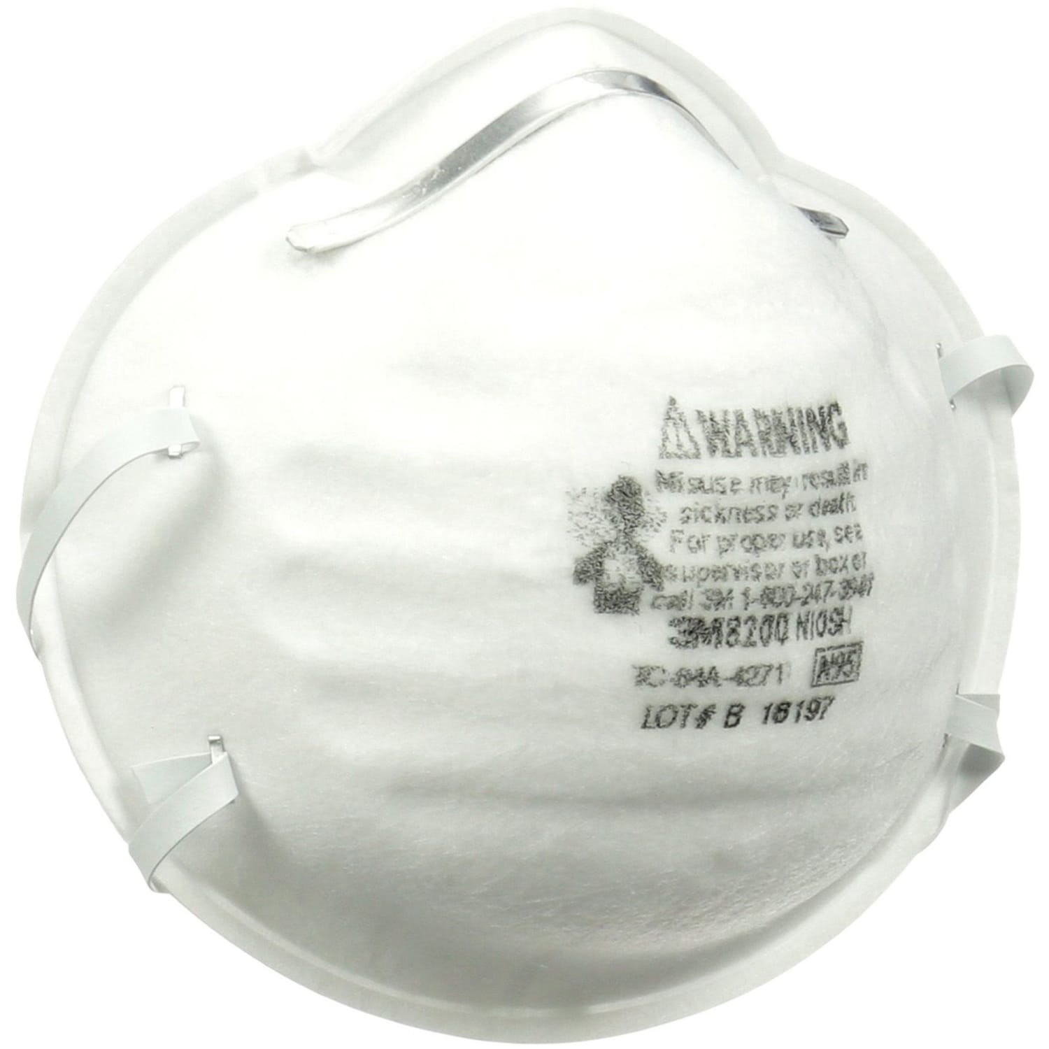 3M N95 Particulate Respirator 8200 Mask, White , Box Of 20 - Image 4