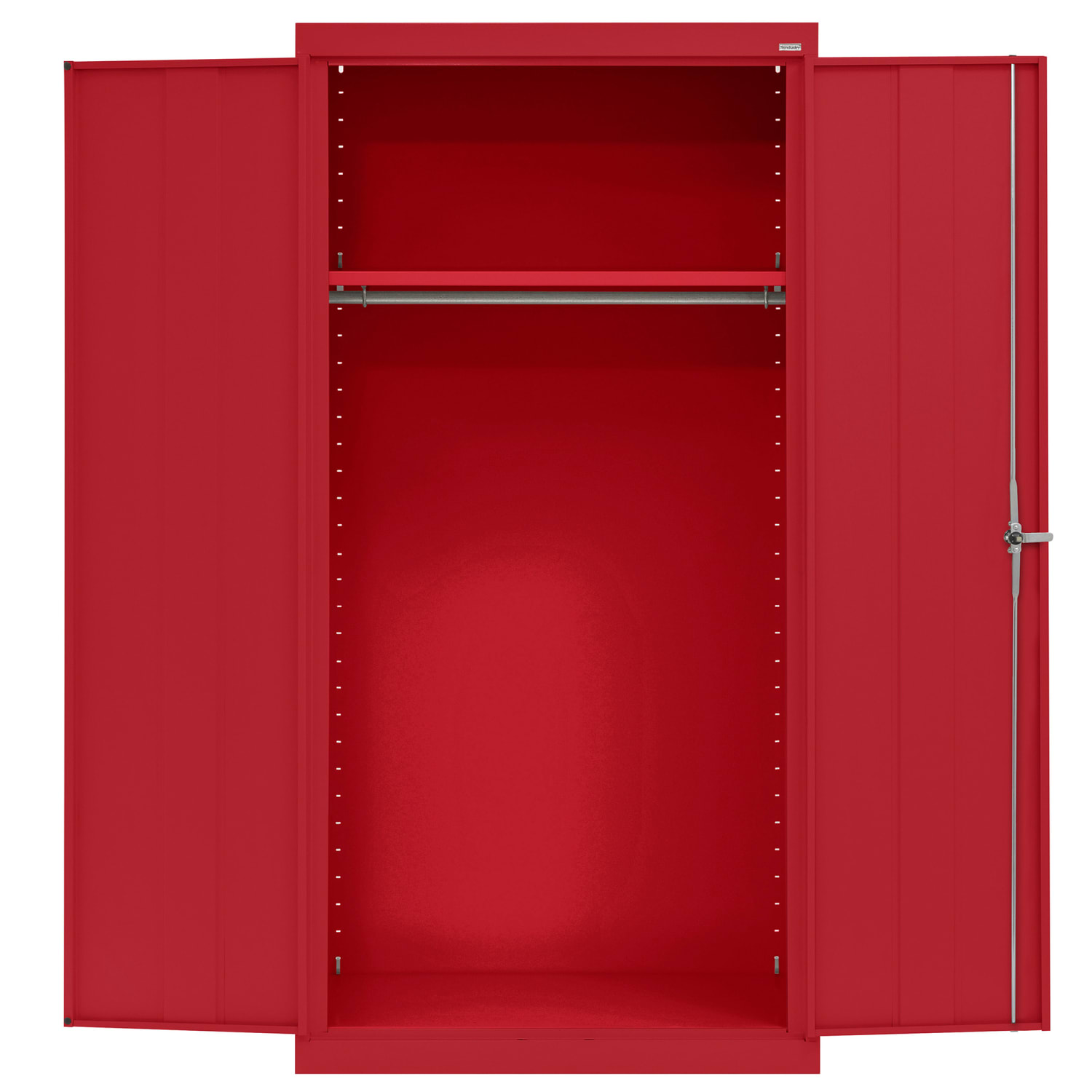 Sandusky Classic Series Medium-Duty Assembled Wardrobe Storage Cabinet, 72inH x 36inW x 24inD, Red - Image 3
