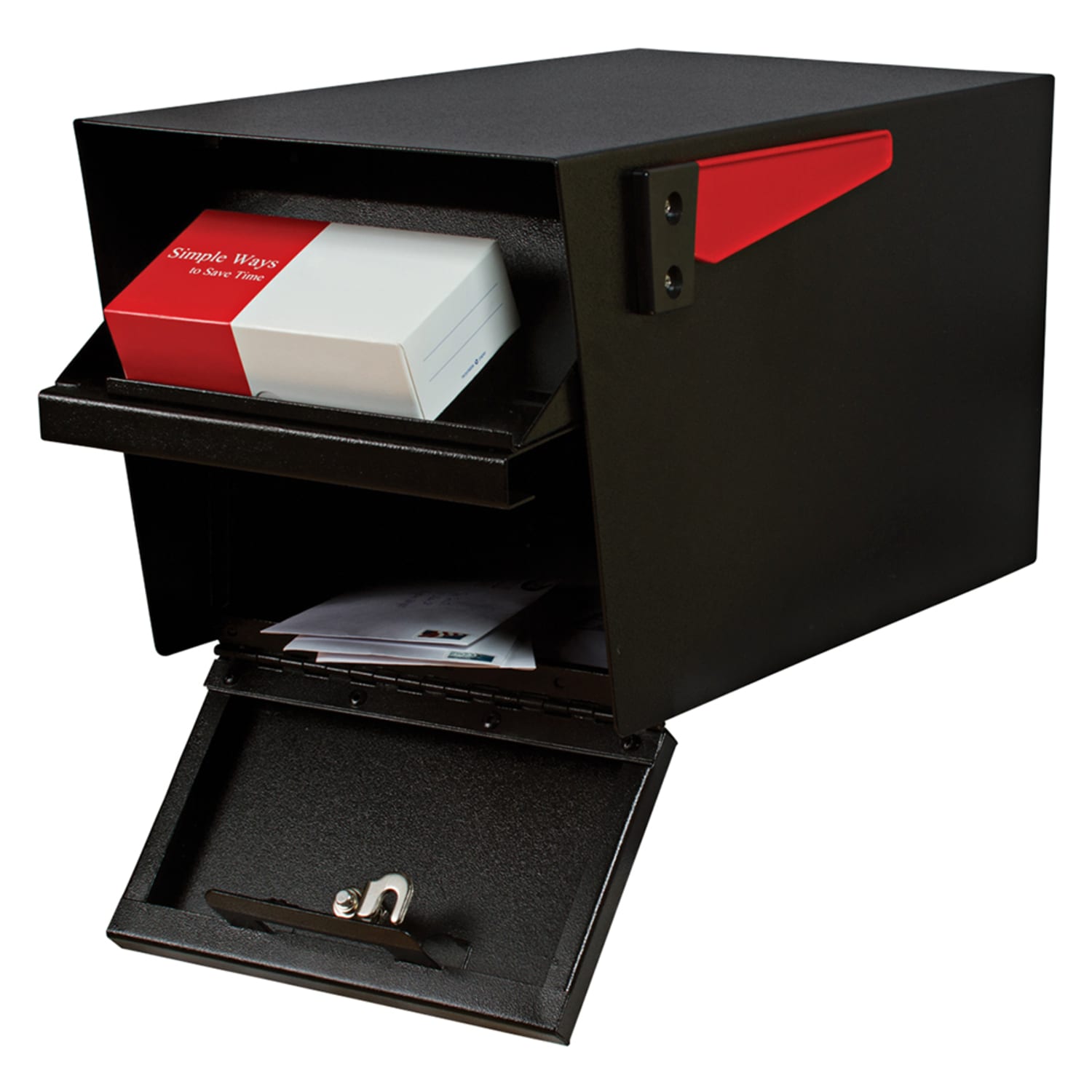 Mail Boss Mail Manager PRO Security Mailbox, 11-1/4inH x 10-3/4inW, 21inD, Black - Image 4