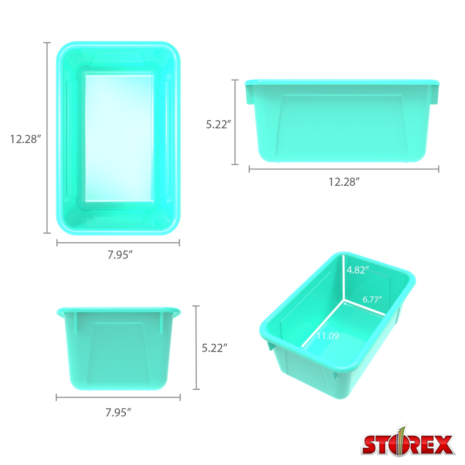 Storex Small Cubby Bins, 5-1/4inH x 8inW x 12-5/16inD, Teal, Pack Of 5 Bins - Image 4