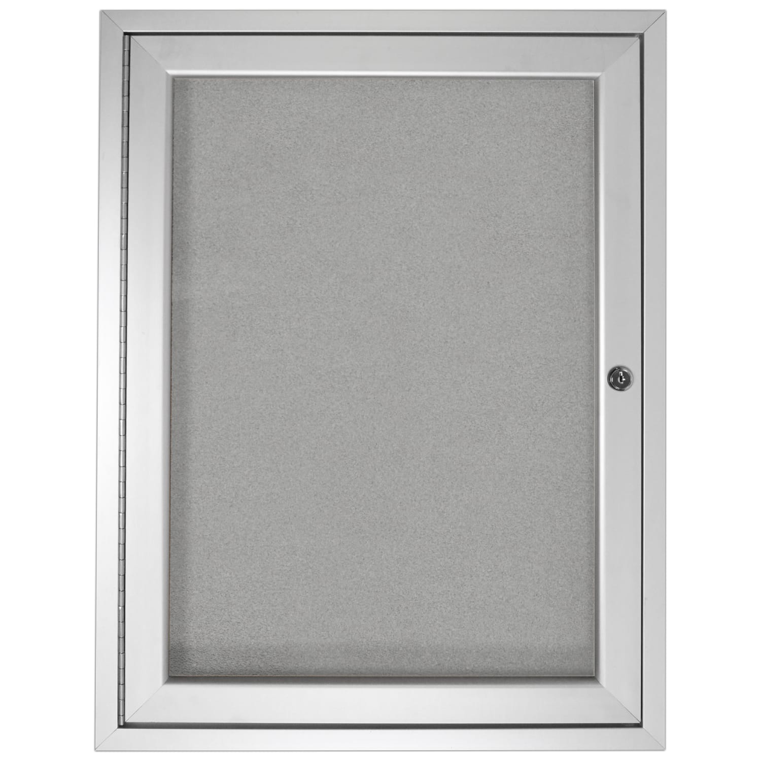 Ghent 1 Door Enclosed Vinyl Bulletin Board, Satin Aluminum Frame, 36inH x 24inW, Silver