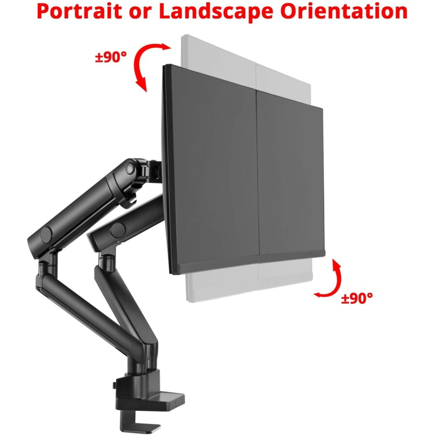 SIIG Aluminum Mechanical Spring Dual Monitor Mount - 17in to 32 - Supports Landscape or Portrait Orientation - CEMT2U12S1 - Image 4