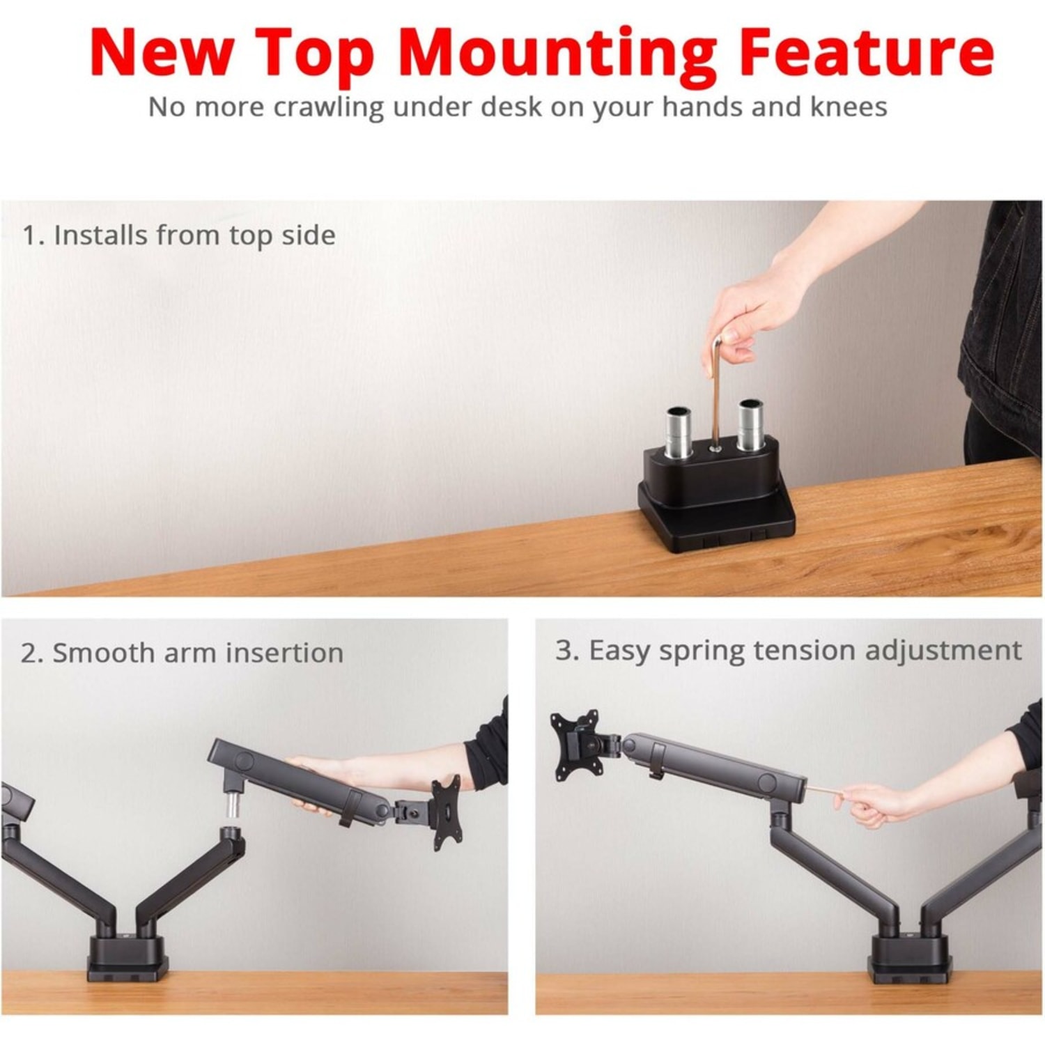 SIIG Aluminum Mechanical Spring Dual Monitor Mount - 17in to 32 - Supports Landscape or Portrait Orientation - CEMT2U12S1 - Image 6