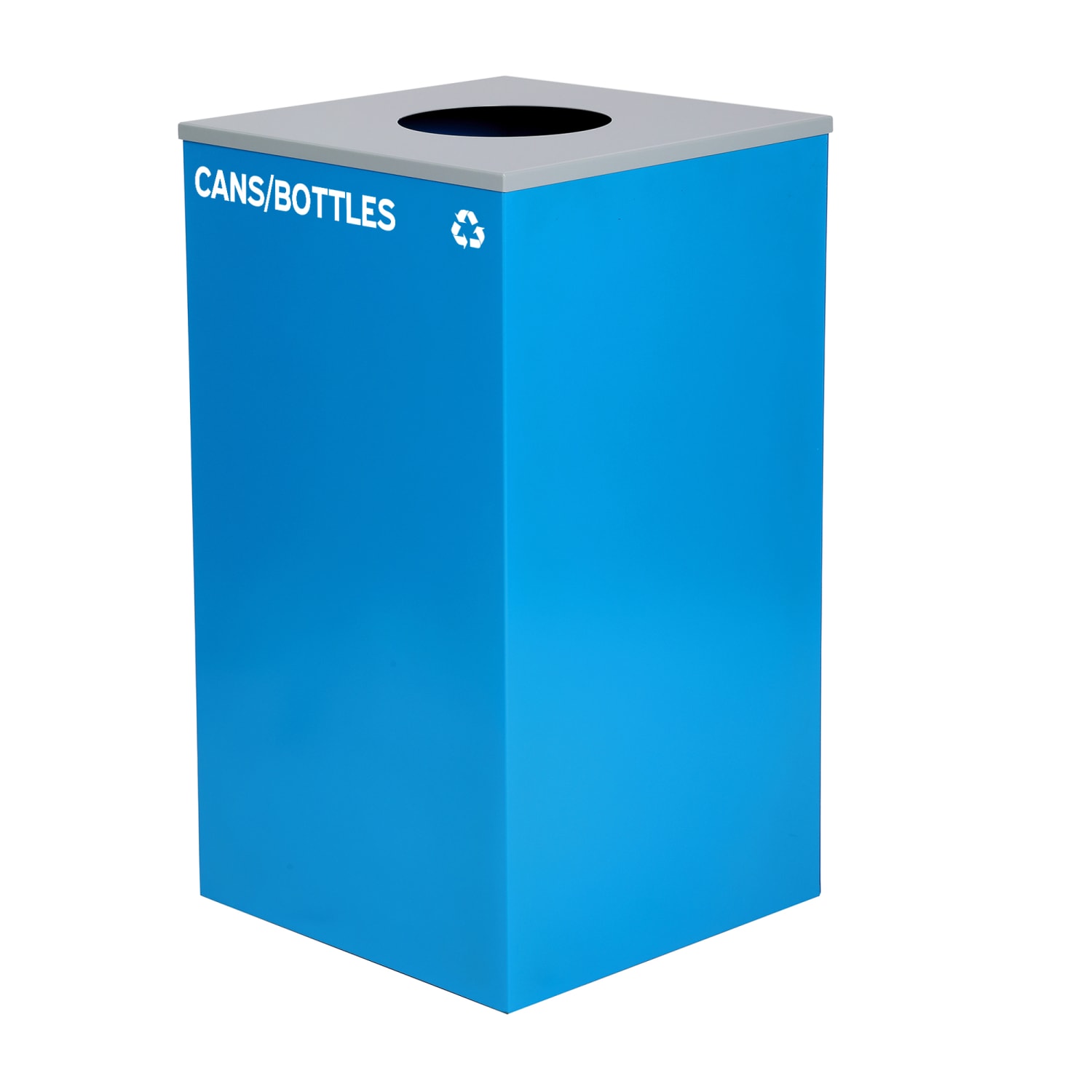 Alpine Industries Stainless Steel Cans/Bottles Recycling Bin With Circle Lid, 29 Gal, 30inH x 16-15/16inW x 16-15/16inD, Blue - Image 4