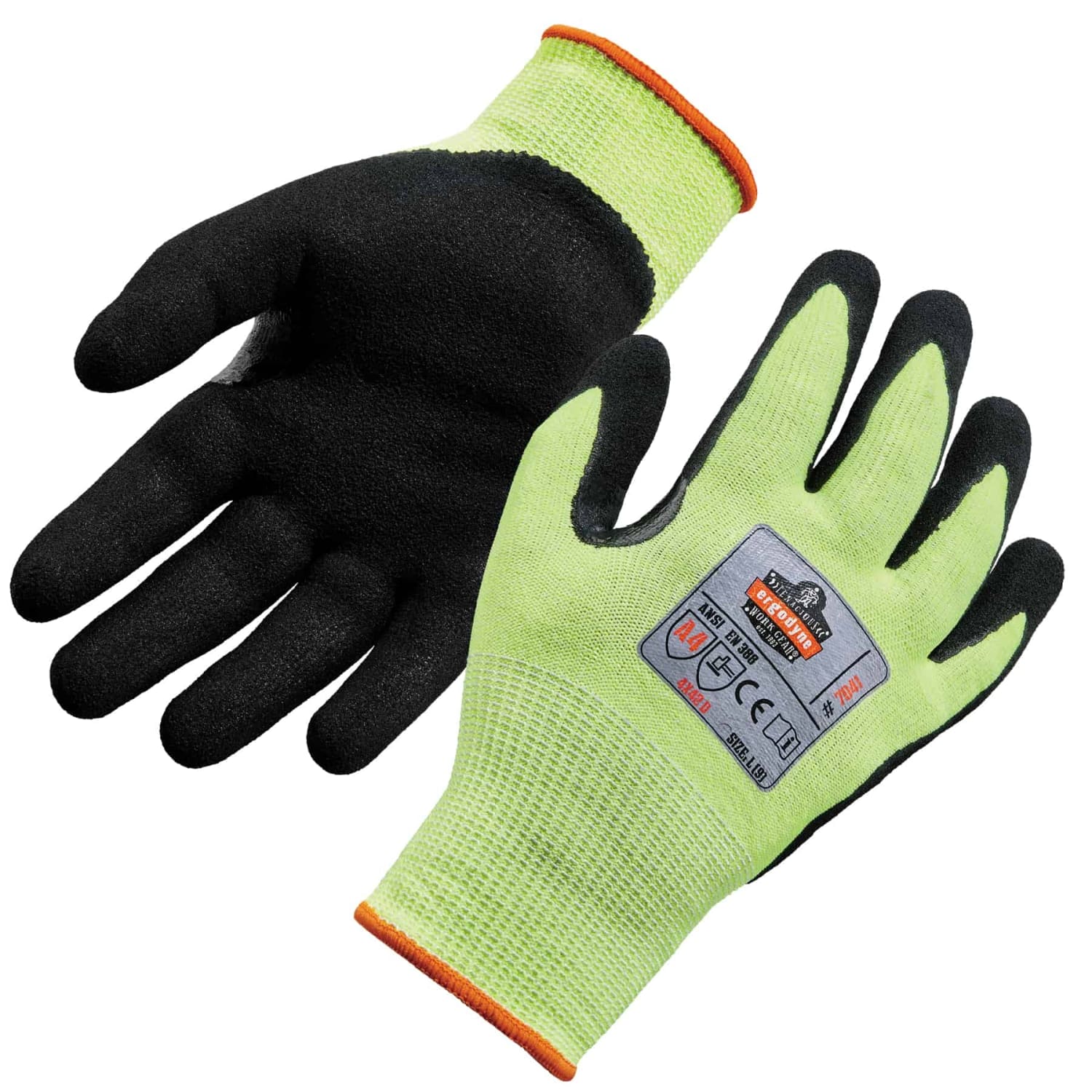 Ergodyne ProFlex 7041 Hi-Vis Nitrile-Coated Level 4 Cut-Resistant Gloves, Medium, Lime - Image 4
