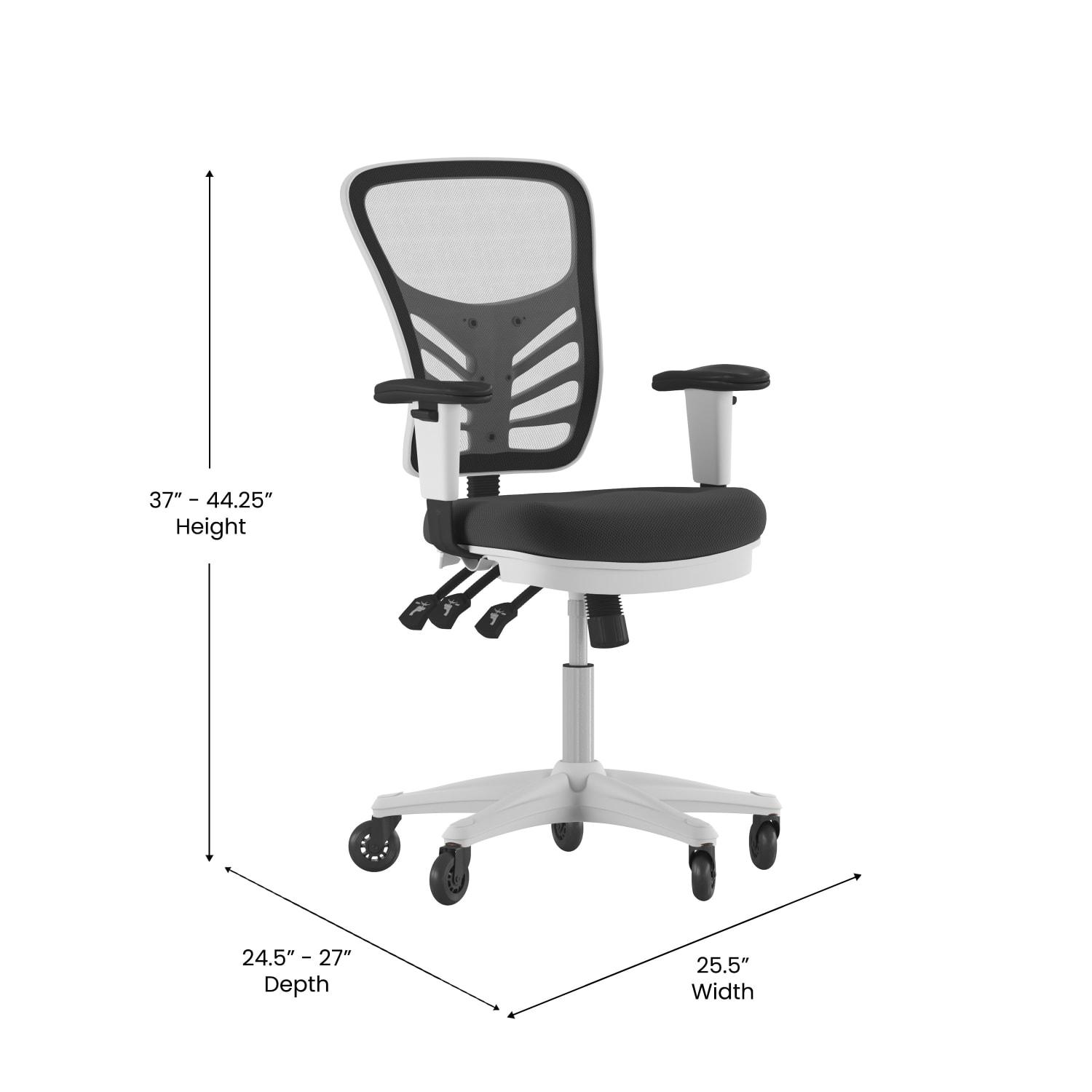Flash Furniture Nicholas Ergonomic Mesh Mid-Back Multifunction Executive Swivel Office Chair, Black/White - Image 6