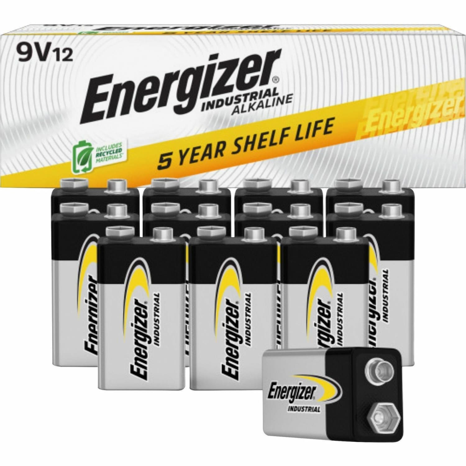 Energizer 9-Volt Industrial Alkaline Batteries, 12-Pack - For Multipurpose - 9V - 9 V DC - 12/Box - 6 / Carton - Image 3