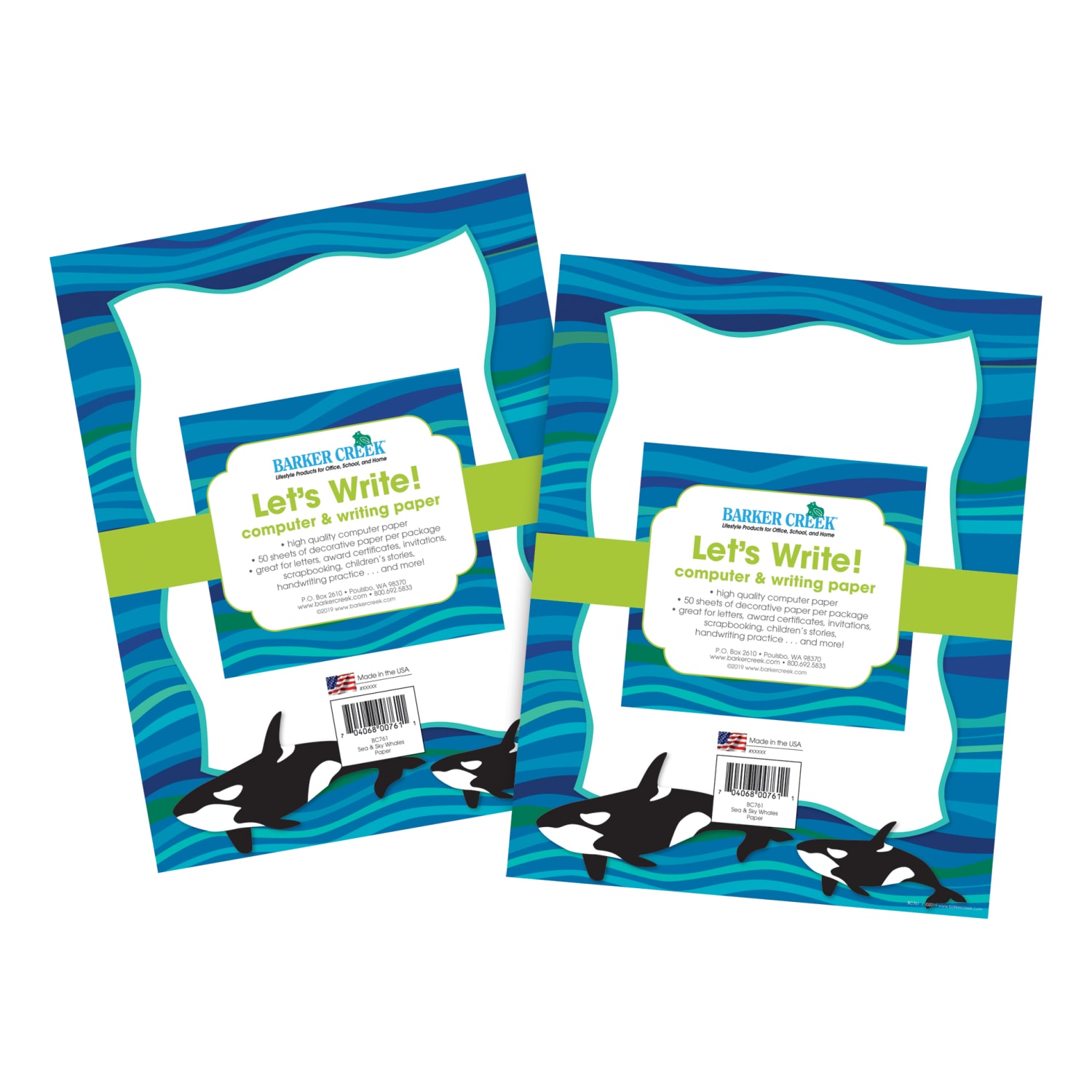 Barker Creek Computer Paper, Letter Paper Size, 60 Lb, Sea & Sky Whales, 100 Sheets - Image 3