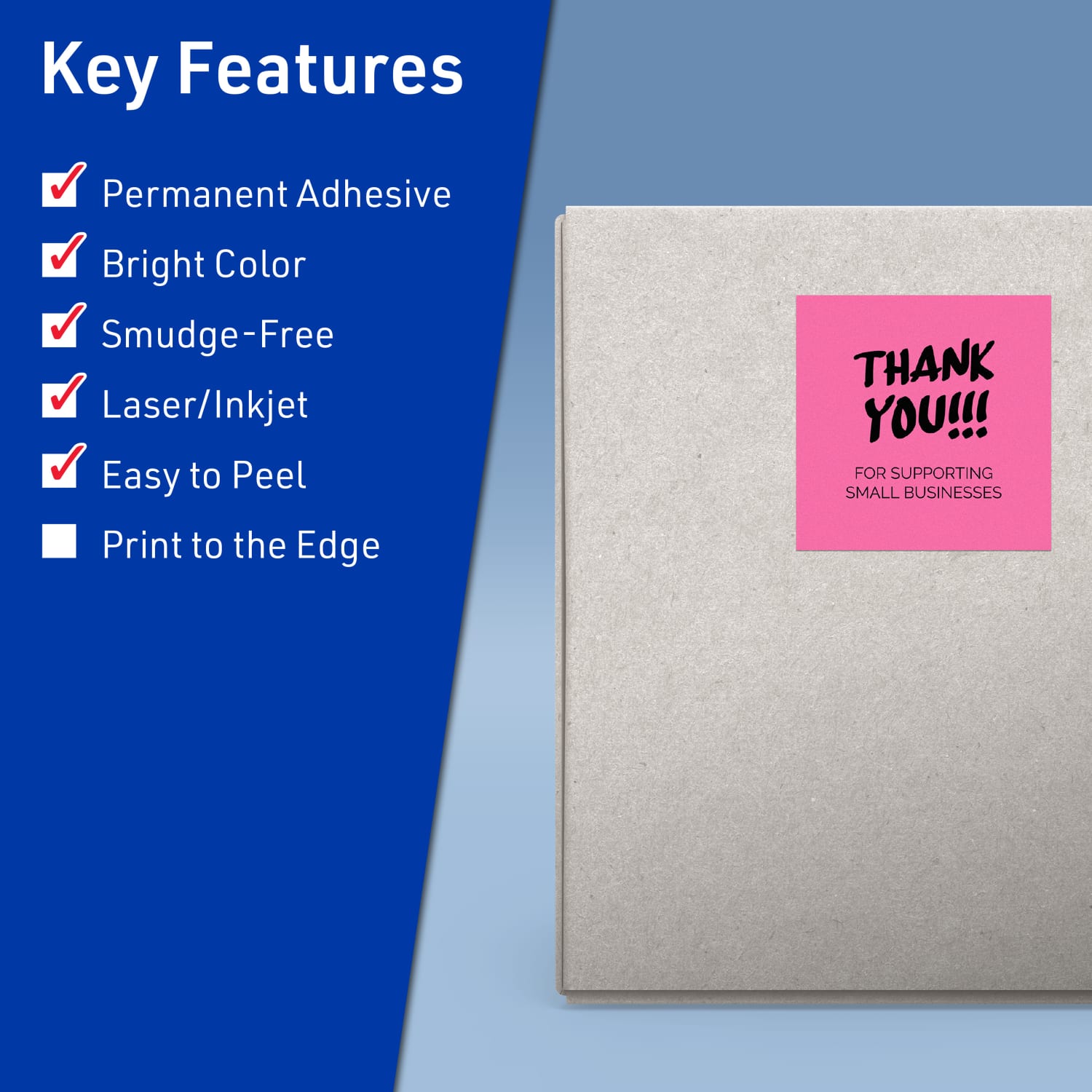 Avery Printable Labels With Sure Feed Technology, 94100-BPP80, Square, 4in x 4in, Matte Bright Pink, Pack of 320 - Image 3