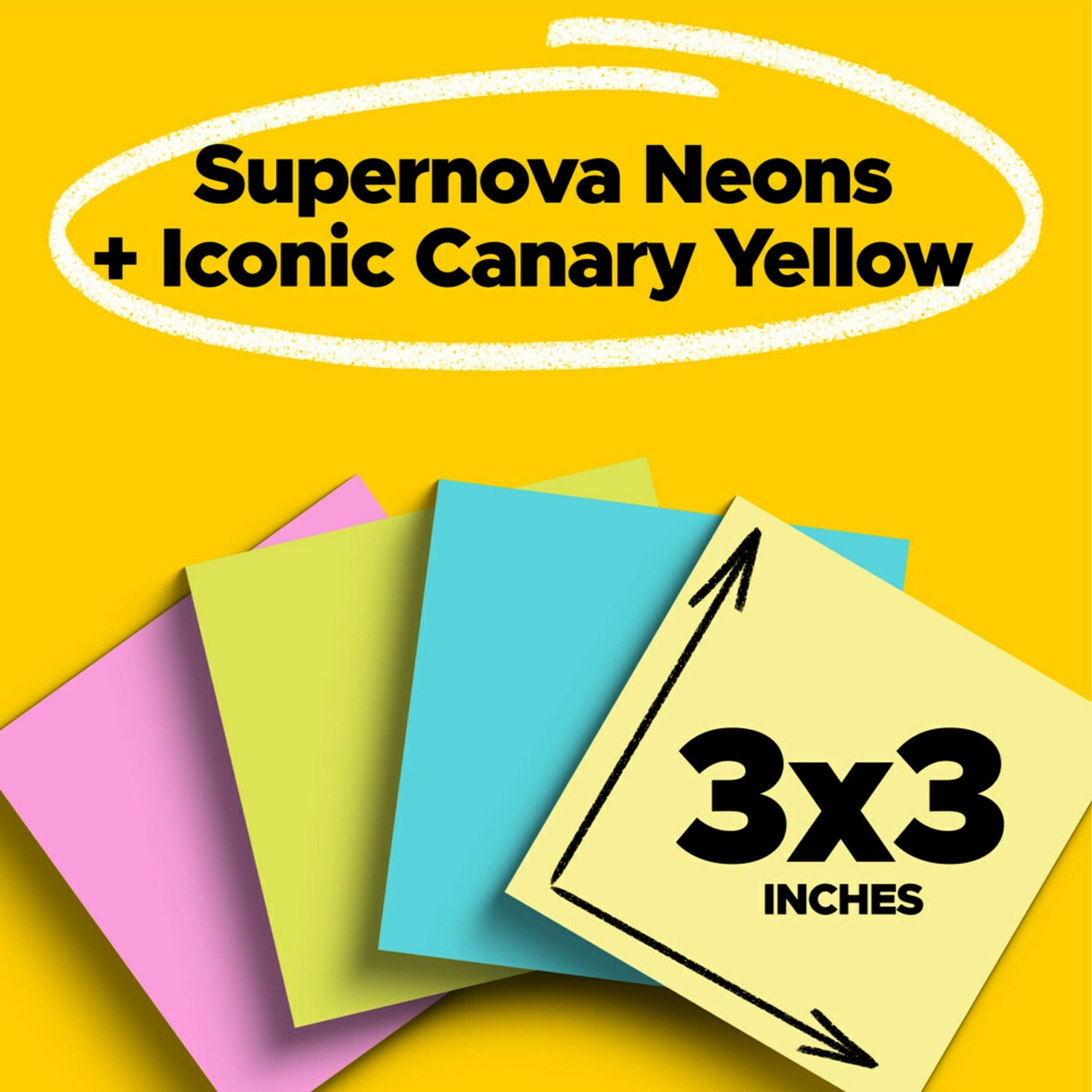 Post-it Super Sticky Notes, 24 Pads, 3 in x 3 in, 2x the Sticking Power, School Supplies and Office Products, Sticky Notes  - 65424SSCYM - Image 3