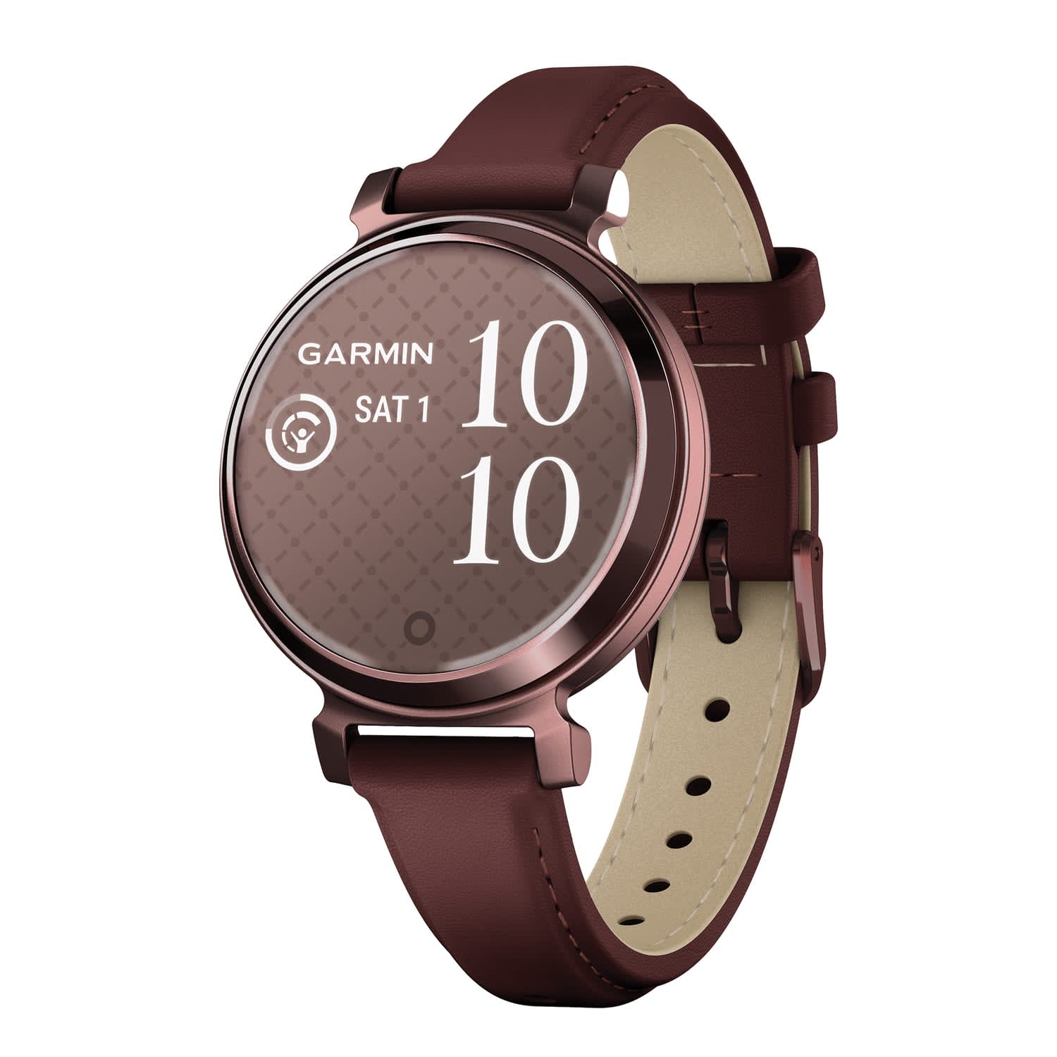 Garmin Lily 2 Classic Health And Fitness Smartwatch With Anodized Aluminum Bezel/Case And Leather Band, Dark Bronze