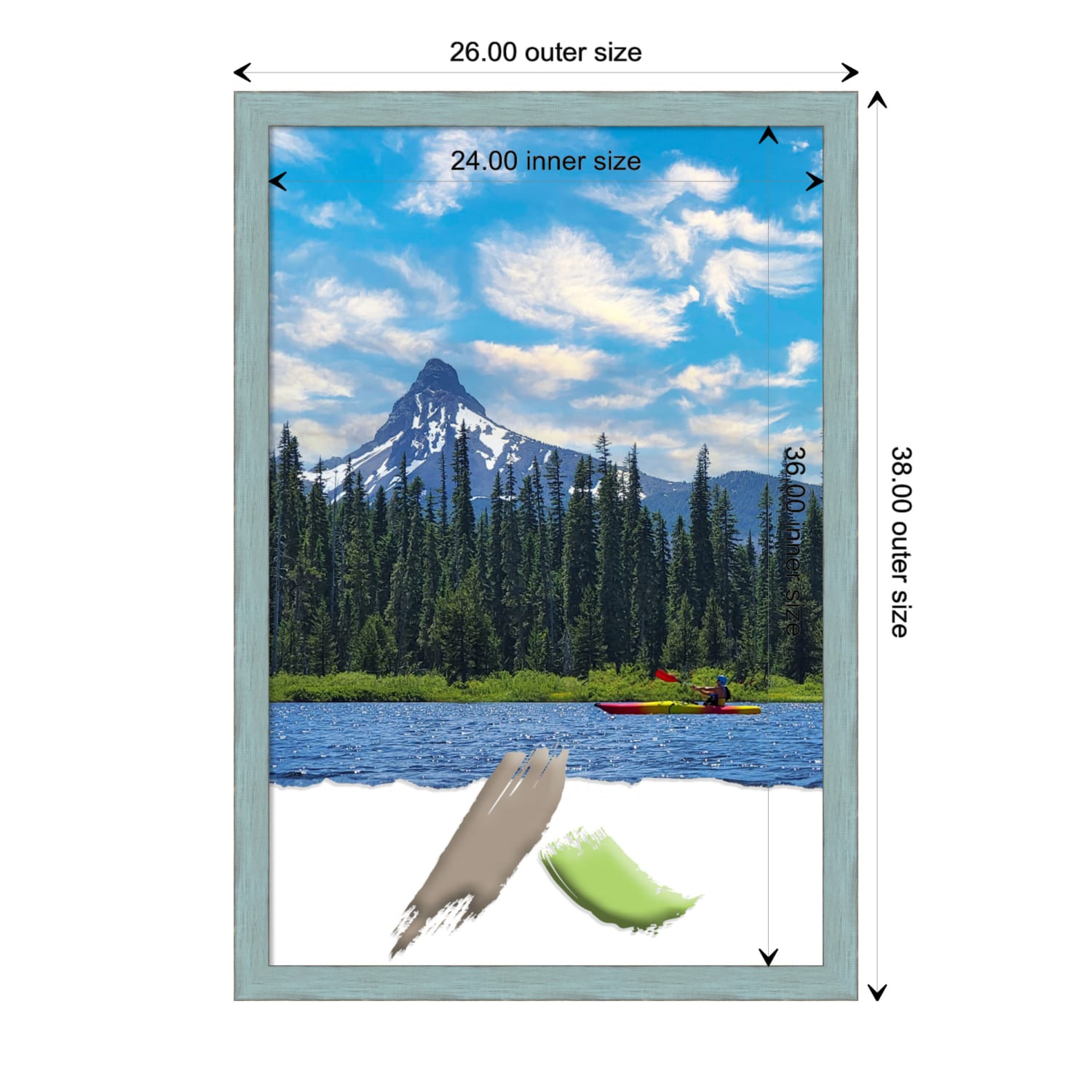 Amanti Art Wood Picture Frame, Opening Size 24in x 36in, 26in x 38in, Sky Blue Rustic - Image 5