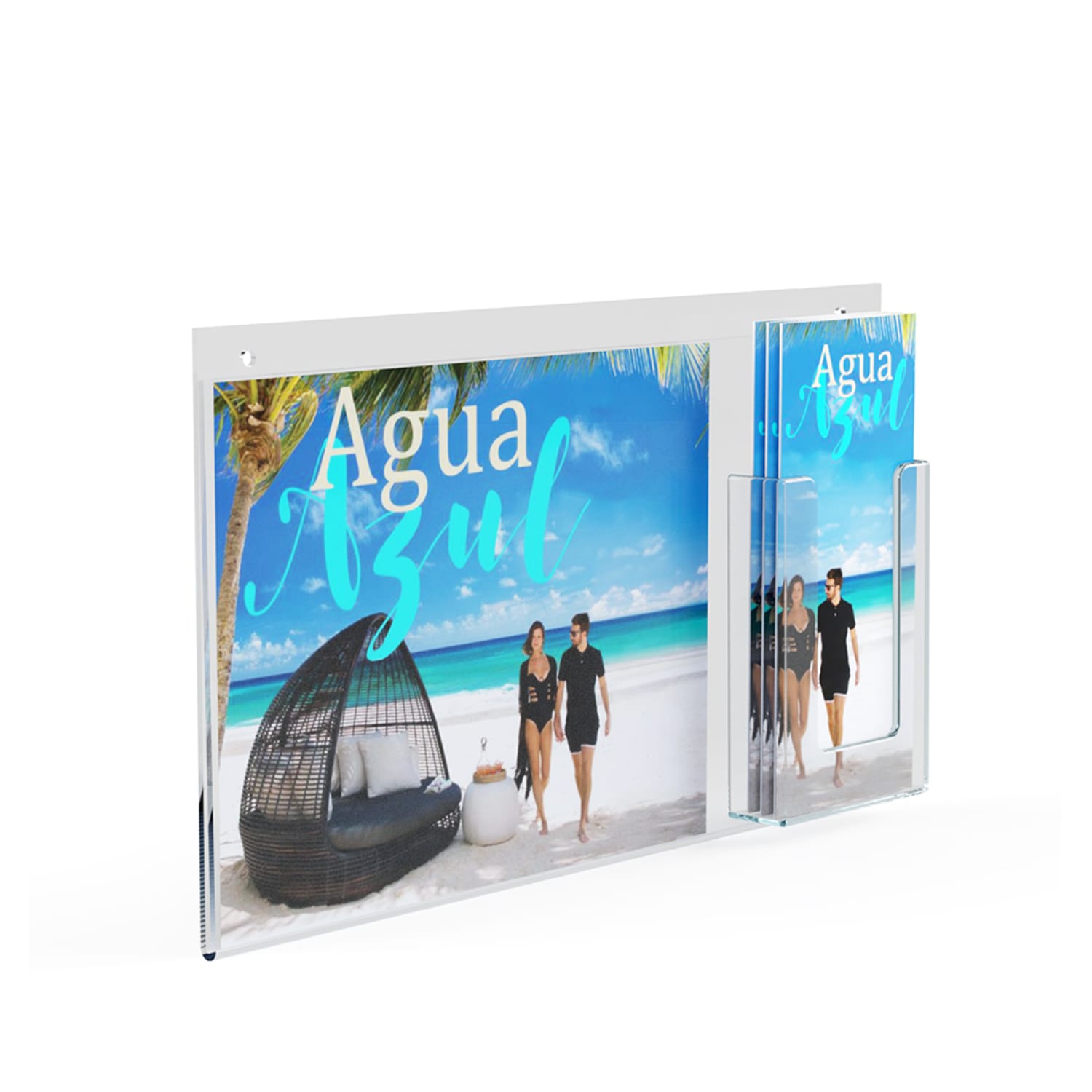 Azar Displays Wall-Mount Brochure Holders With Trifold Pockets, 8-1/2inH x 16inW x 1-1/4inD, Clear, Pack Of 2 Holders - Image 4