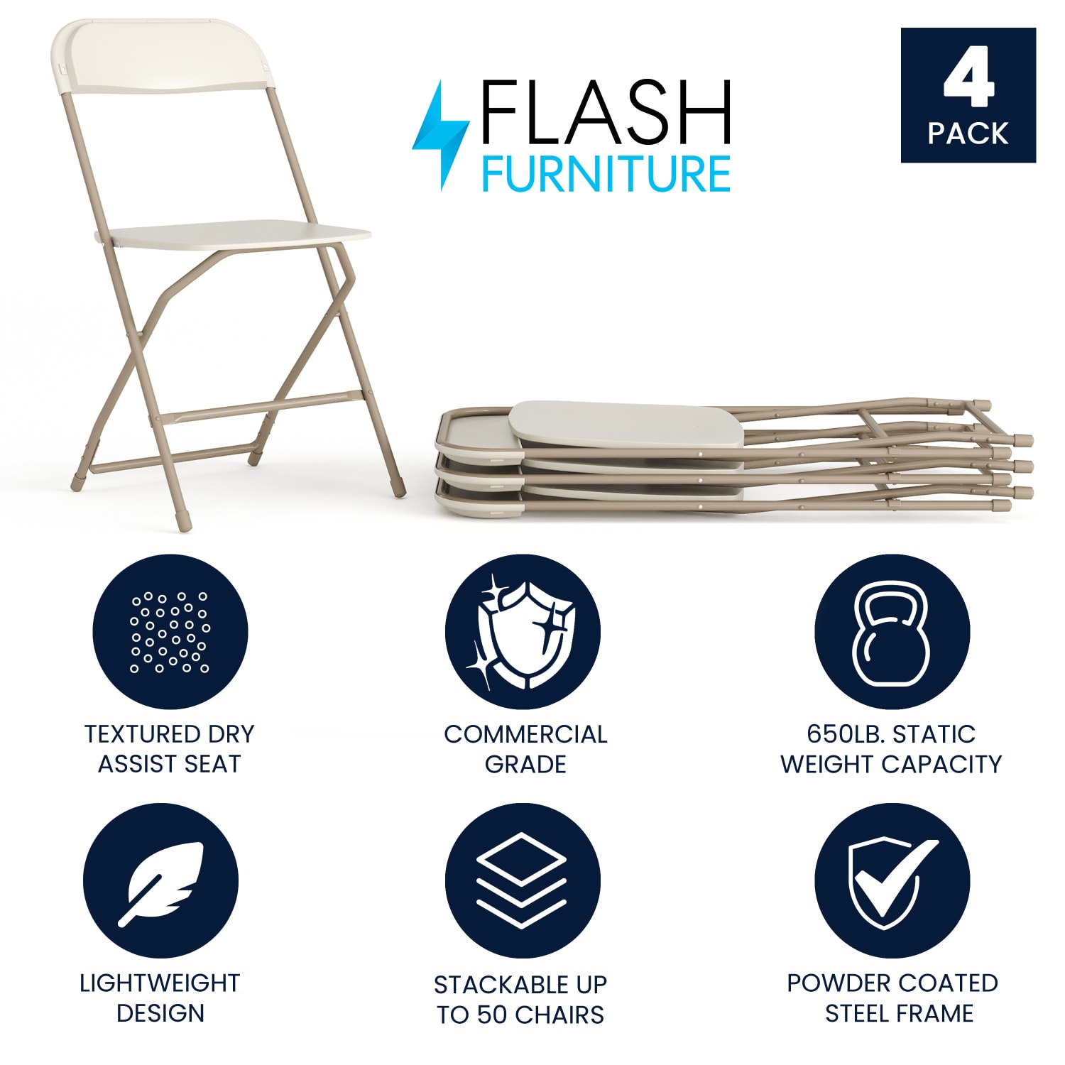 Flash Furniture Hercules Series Folding Chairs Beige Pack Of 4 Chairs PopularChairscom