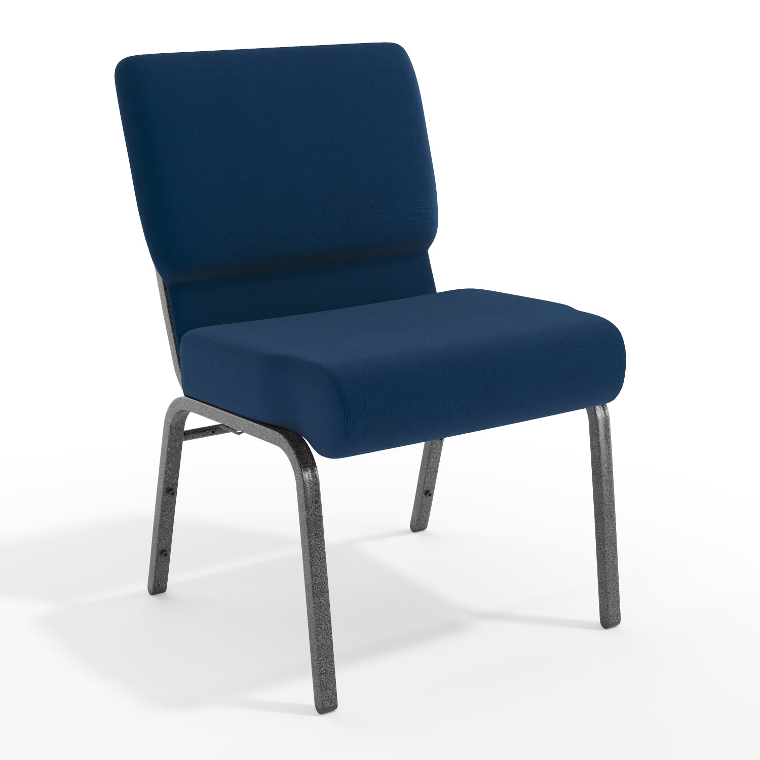 Flash Furniture HERCULES Series 21inW Stackable Church Chair, Navy Blue/Silvervein