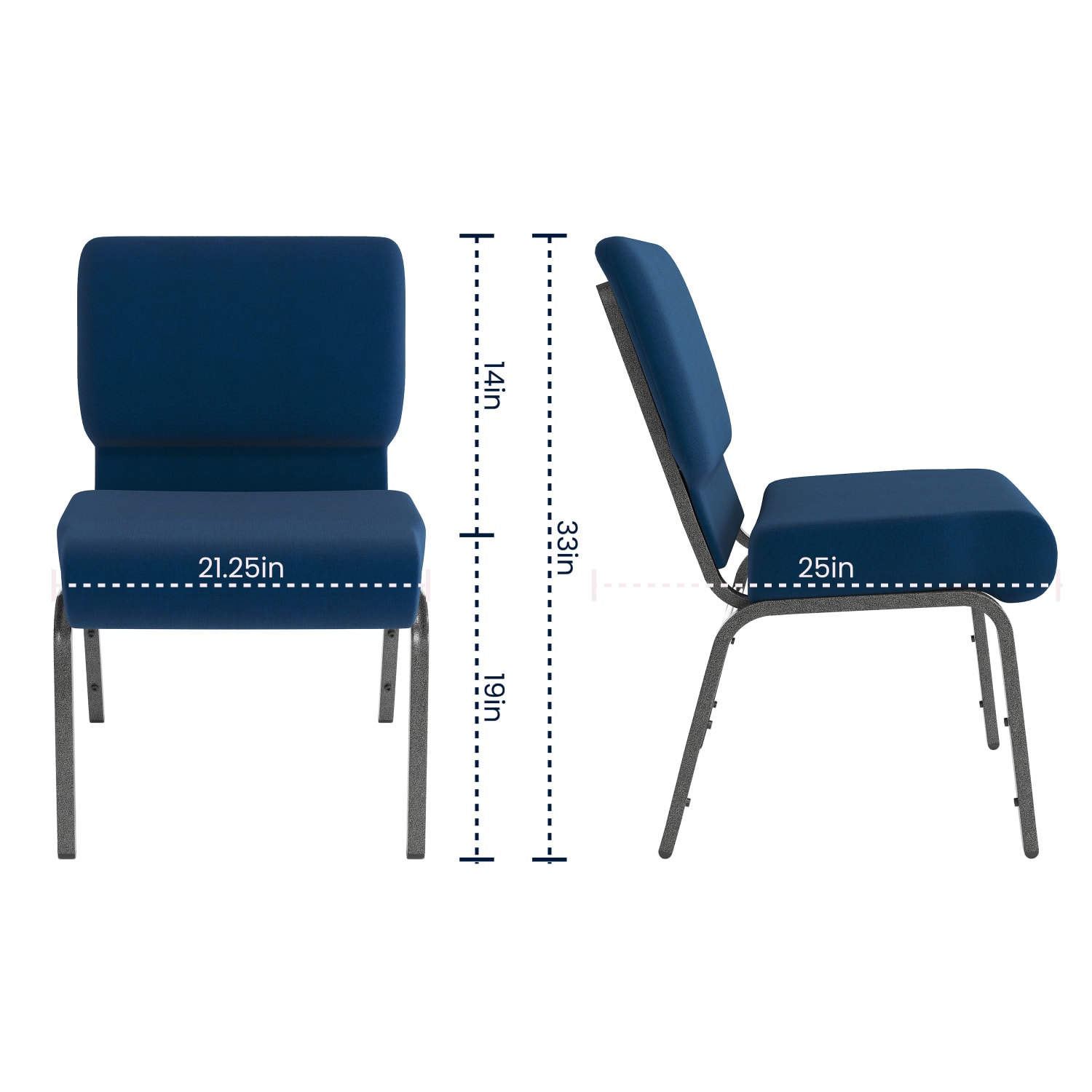 Flash Furniture HERCULES Series 21inW Stackable Church Chair, Navy Blue/Silvervein - Image 8