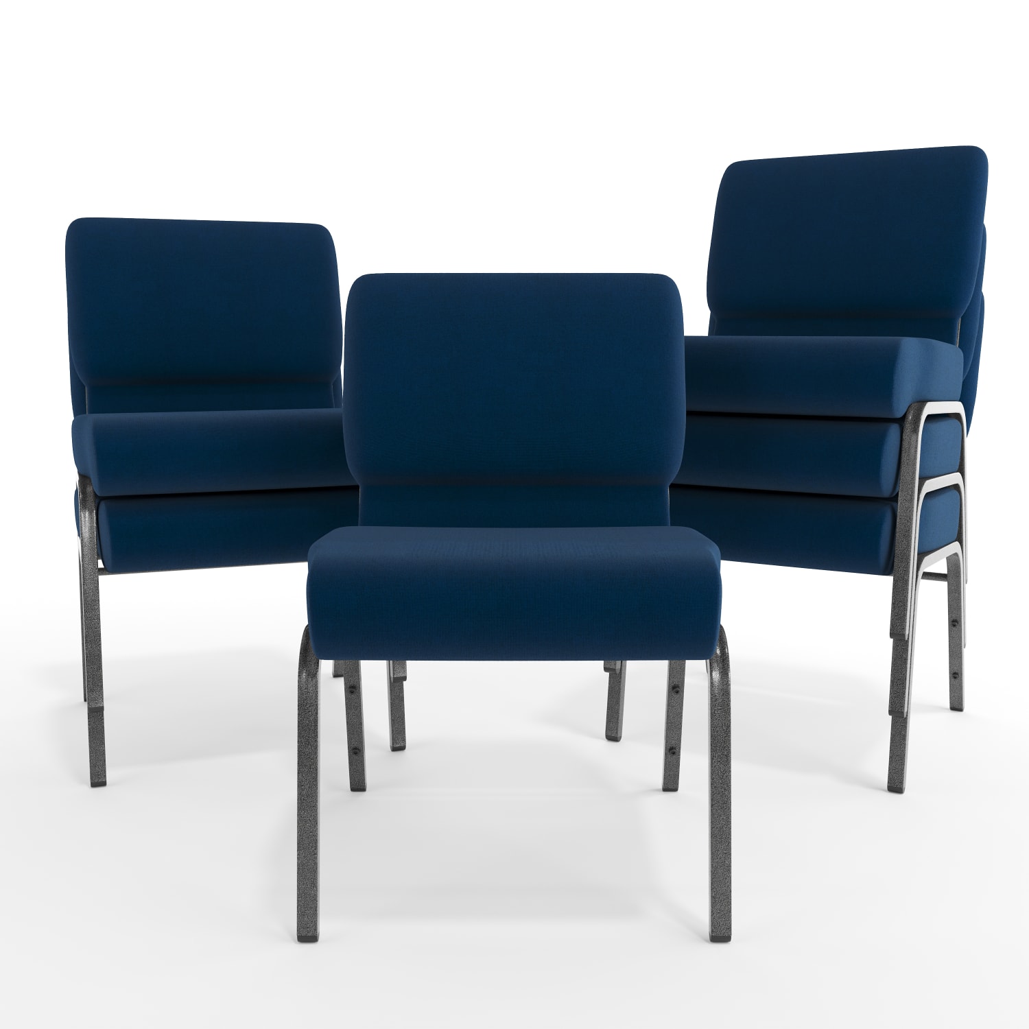 Flash Furniture HERCULES Series 21inW Stackable Church Chair, Navy Blue/Silvervein - Image 12