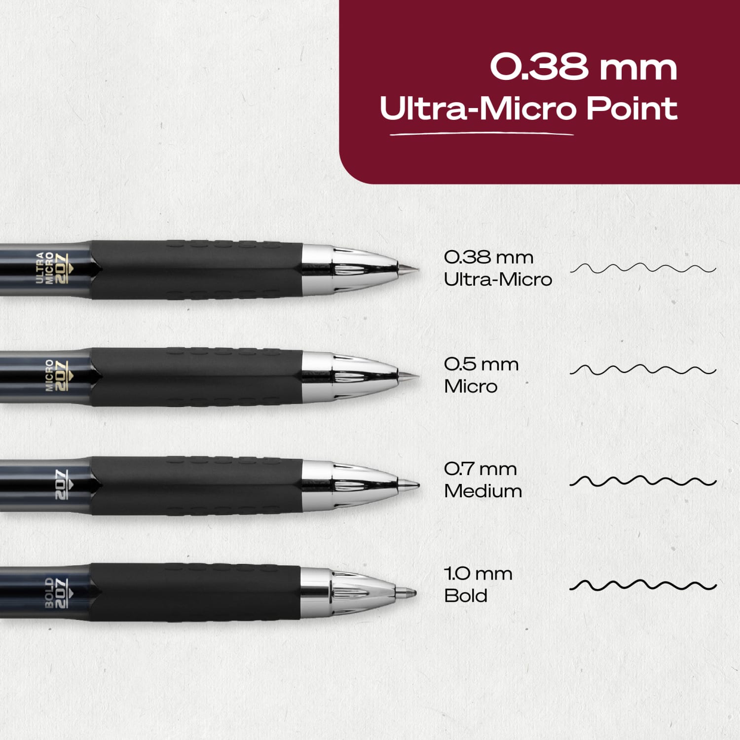 uni-ball 207 Retractable Fraud Prevention Gel Pens, Ultra Micro Point, 0.38 mm, Black Barrels, Black Ink, Pack Of 12 - Image 6