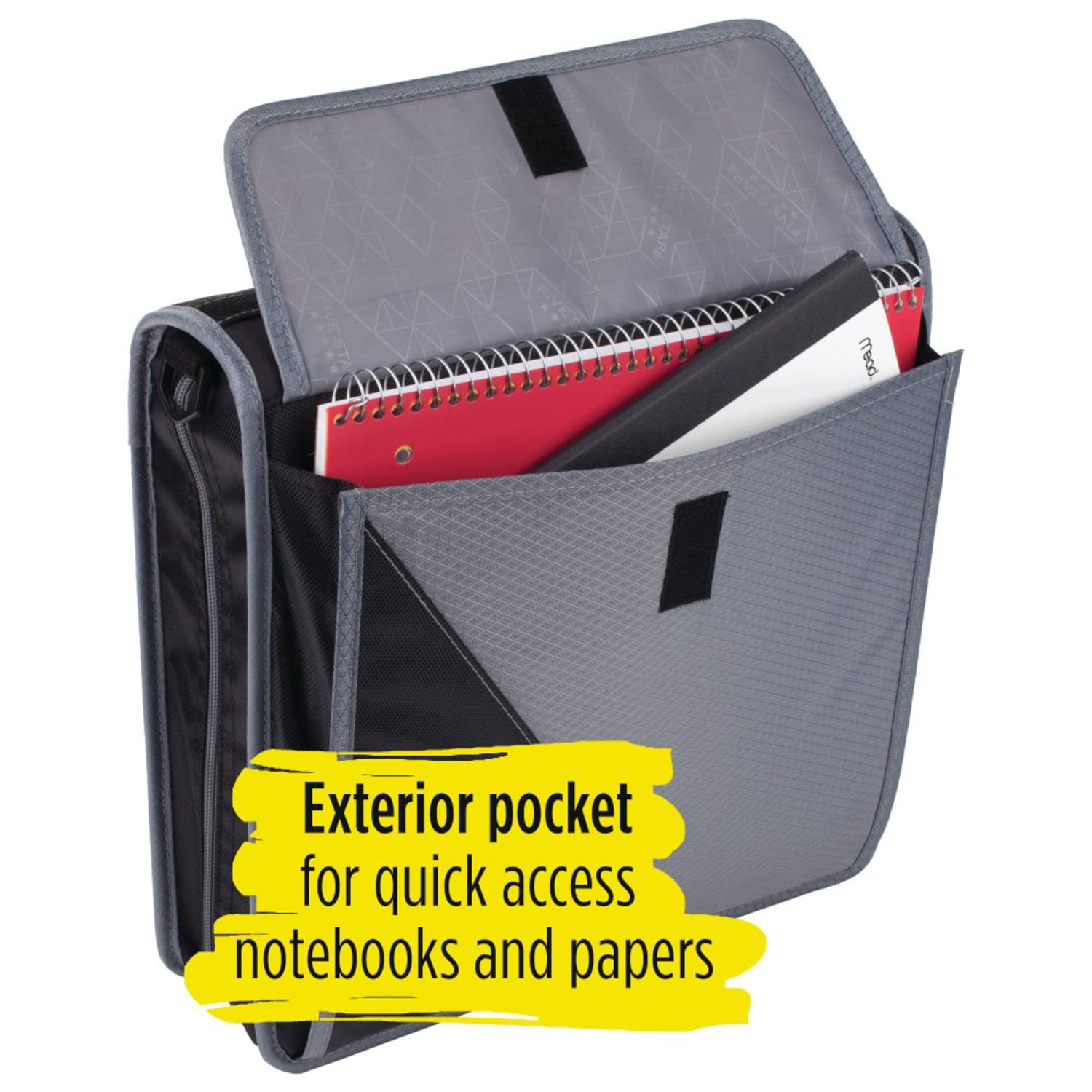 Five Star Zipper 3-Ring Binder, 3in Round Rings, Black/Gray - Image 4