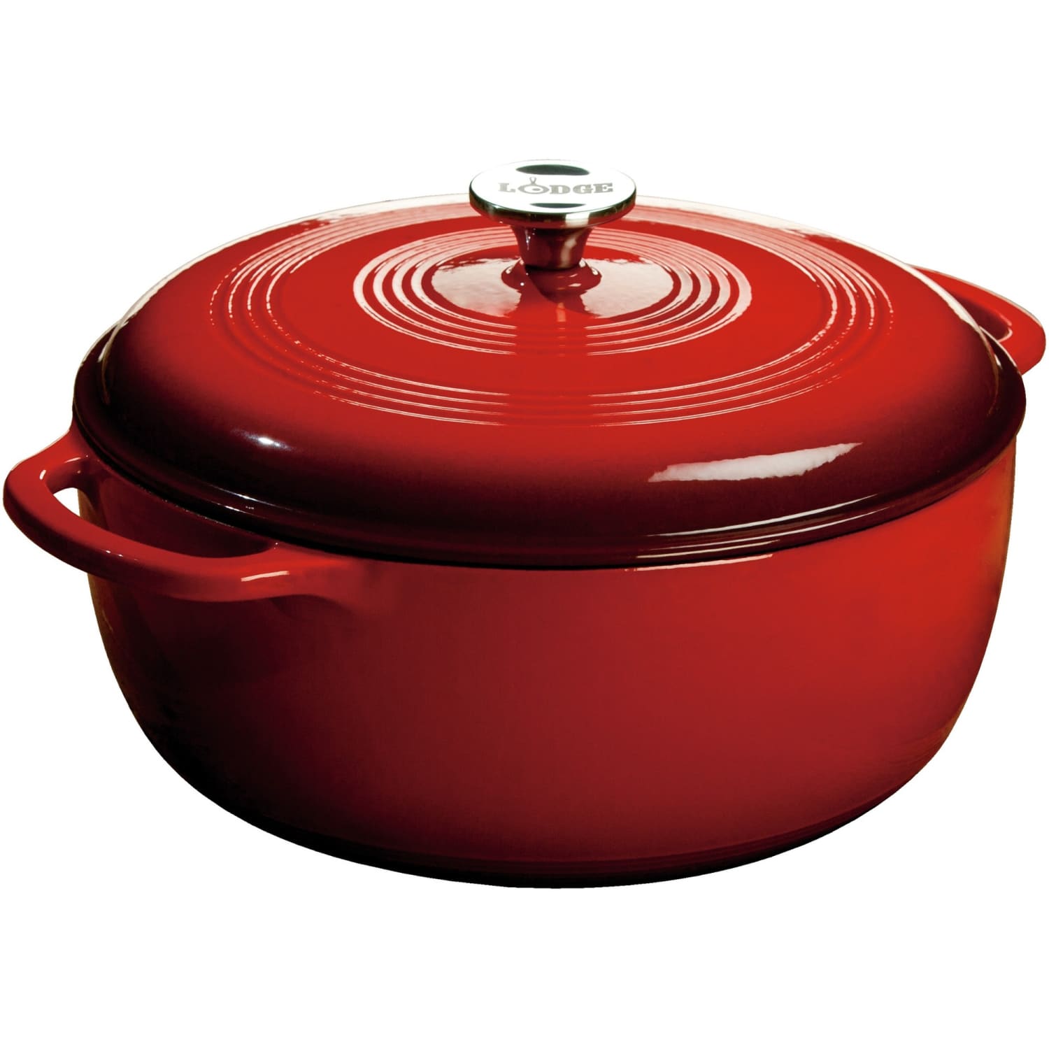 LODGE Dutch Oven With Lid, 7.5 Qt, 6-1/8inH x 12-5/8inW x 13-3/8inD, Island Spice Red - Image 3