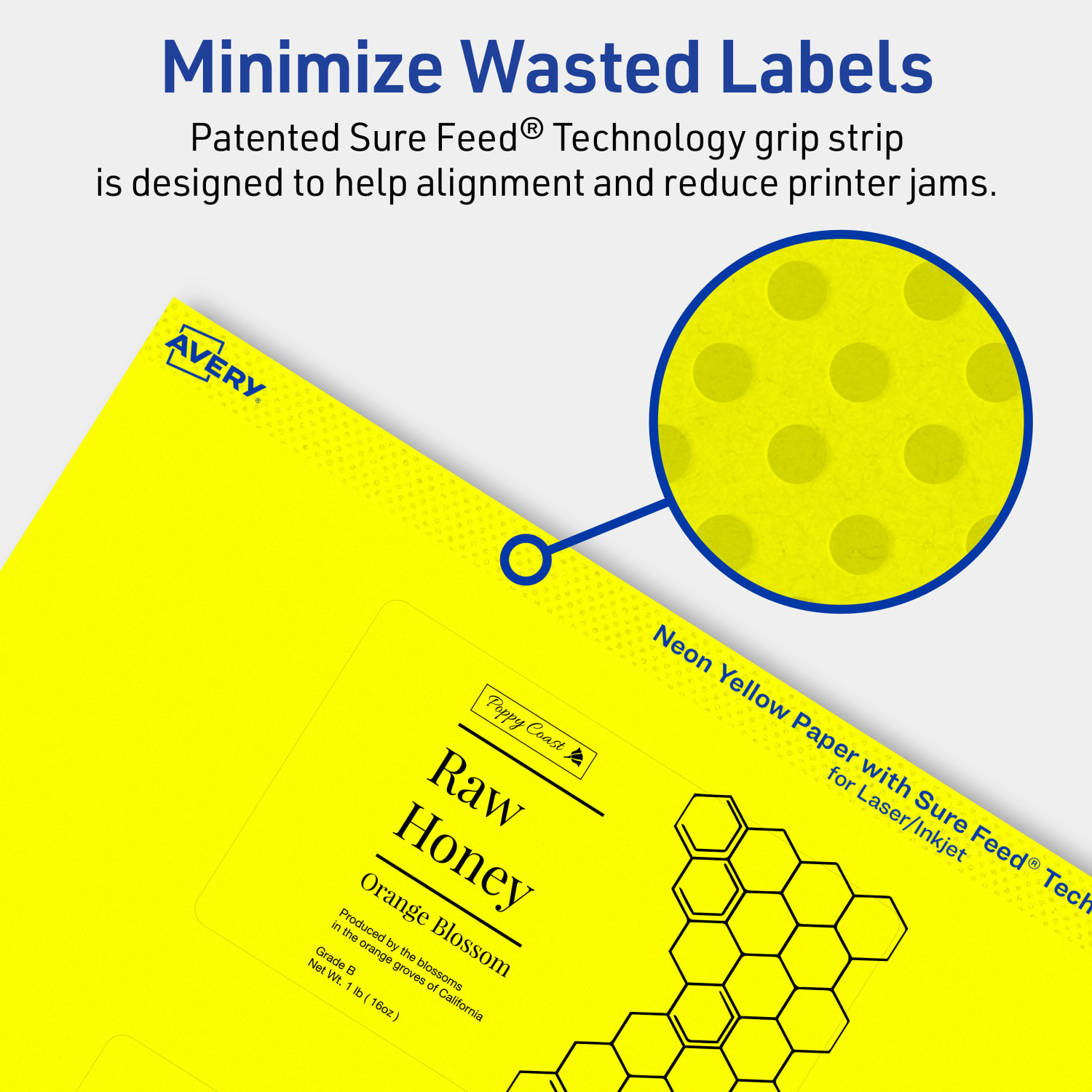 Avery Print-To-The-Edge Labels With Sure Feed Technology, 94245-NYP10, Rectangle, 2-1/2in x 4in, Matte Neon Yellow, Pack of 30 - Image 5