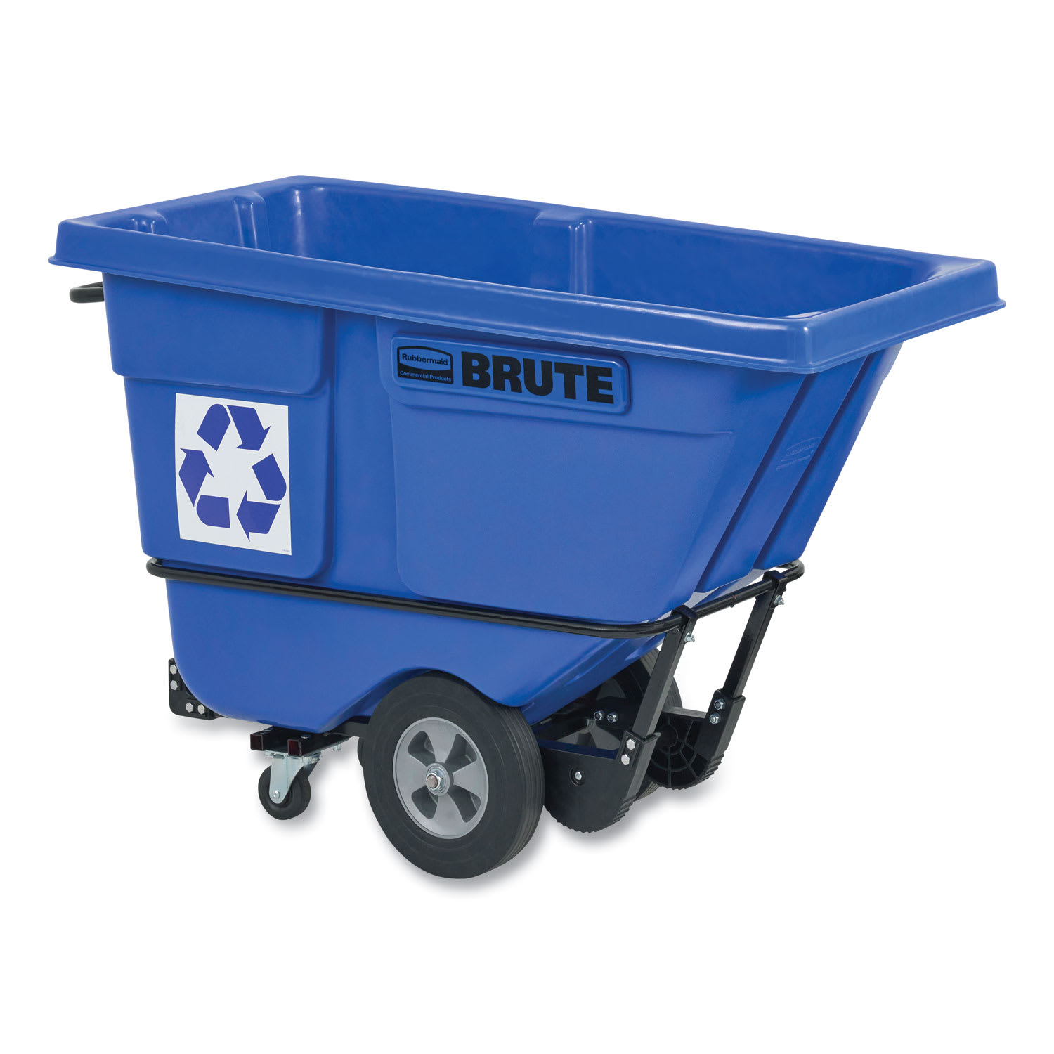Rubbermaid Commercial BRUTE Rotomolded Recycling Tilt Truck, 1 cu yd, 1,250 lb Capacity, Plastic/Steel Frame, Blue - Image 3