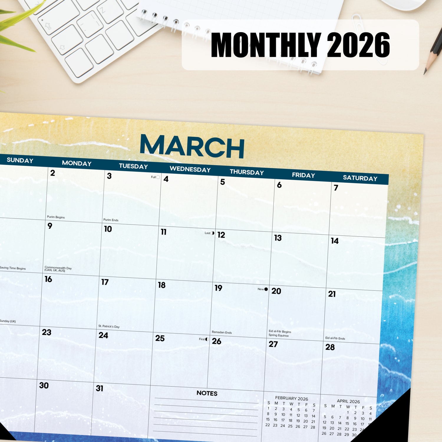 2026 Willow Creek Press Monthly Desk Pad Calendar, 12in x 17in, Beaches, January To December, 57070 - Image 4
