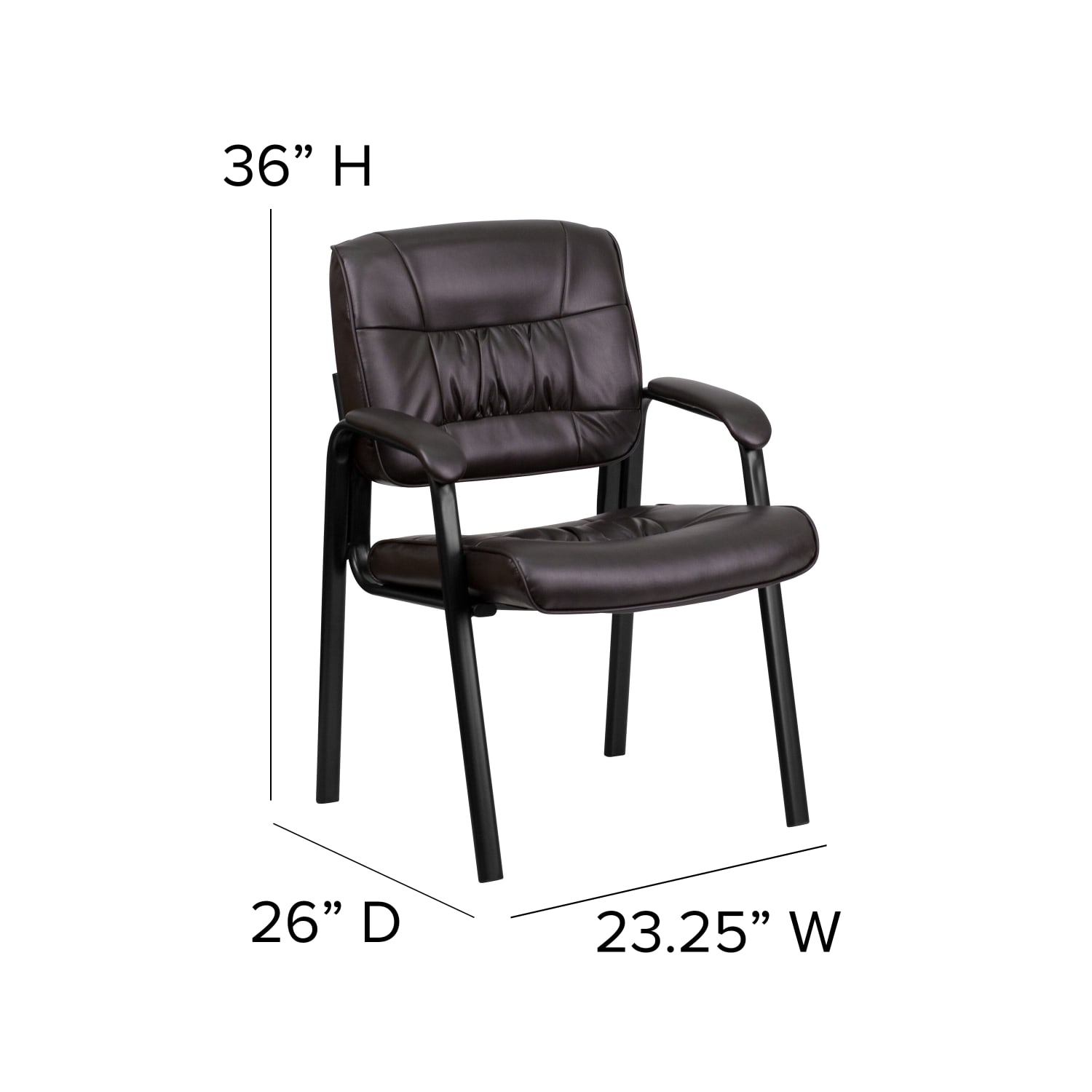 Flash Furniture LeatherSoft Executive Side Reception Chair with Powder Coated Frame BrownBlack PopularChairscom