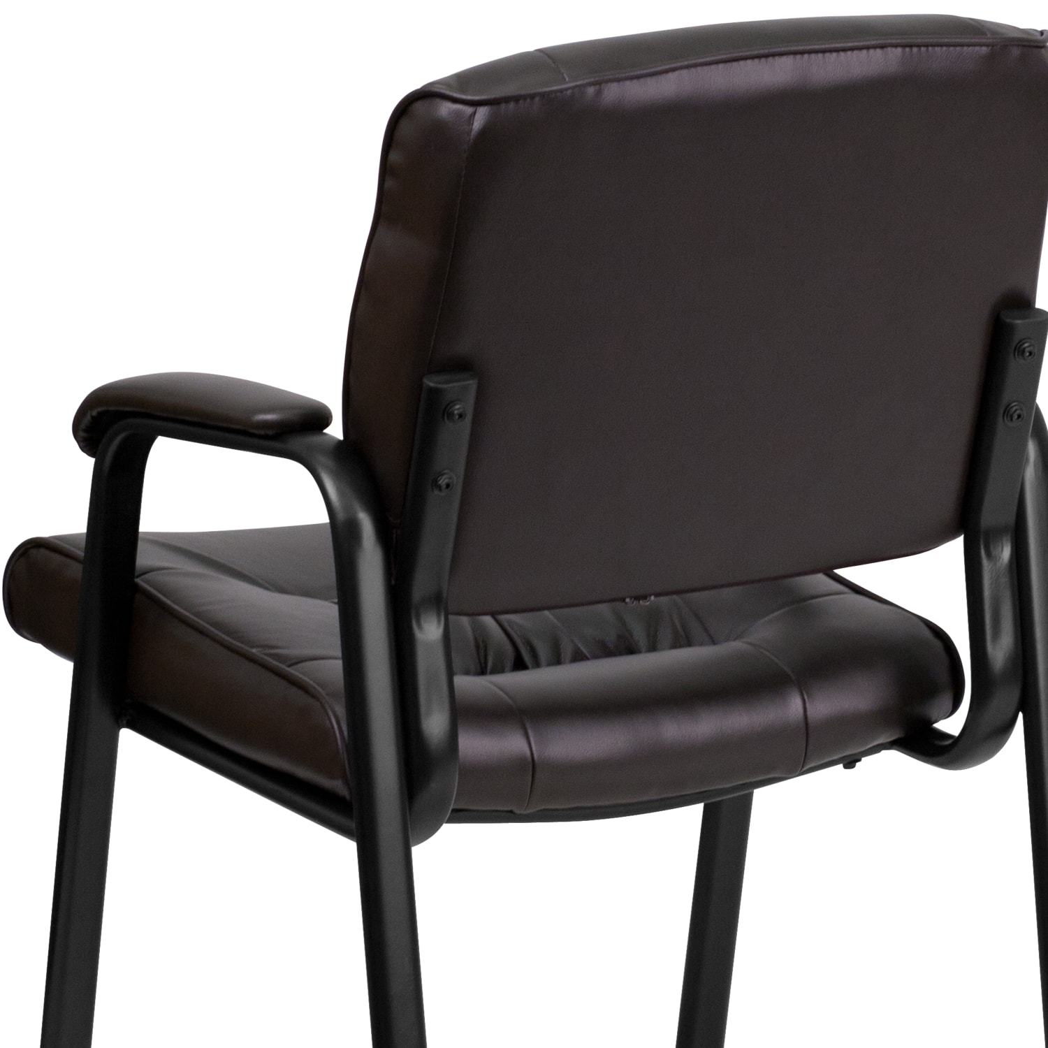 Flash Furniture LeatherSoft Executive Side Reception Chair with Powder Coated Frame BrownBlack PopularChairscom