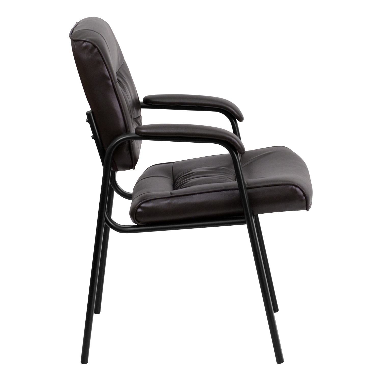 Flash Furniture LeatherSoft Executive Side Reception Chair with Powder Coated Frame BrownBlack PopularChairscom