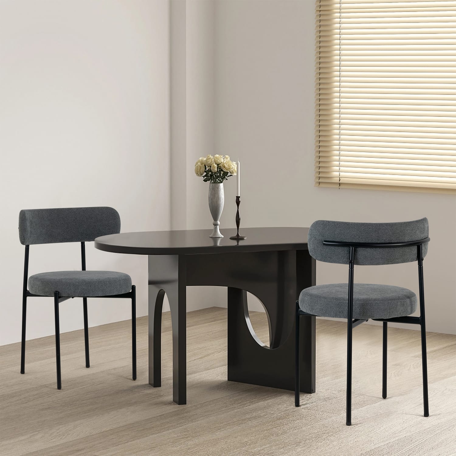 Glamour Home Avrom Boucle Fabric Dining Accent Chairs, Gray, Set Of 2 Chairs - Image 10