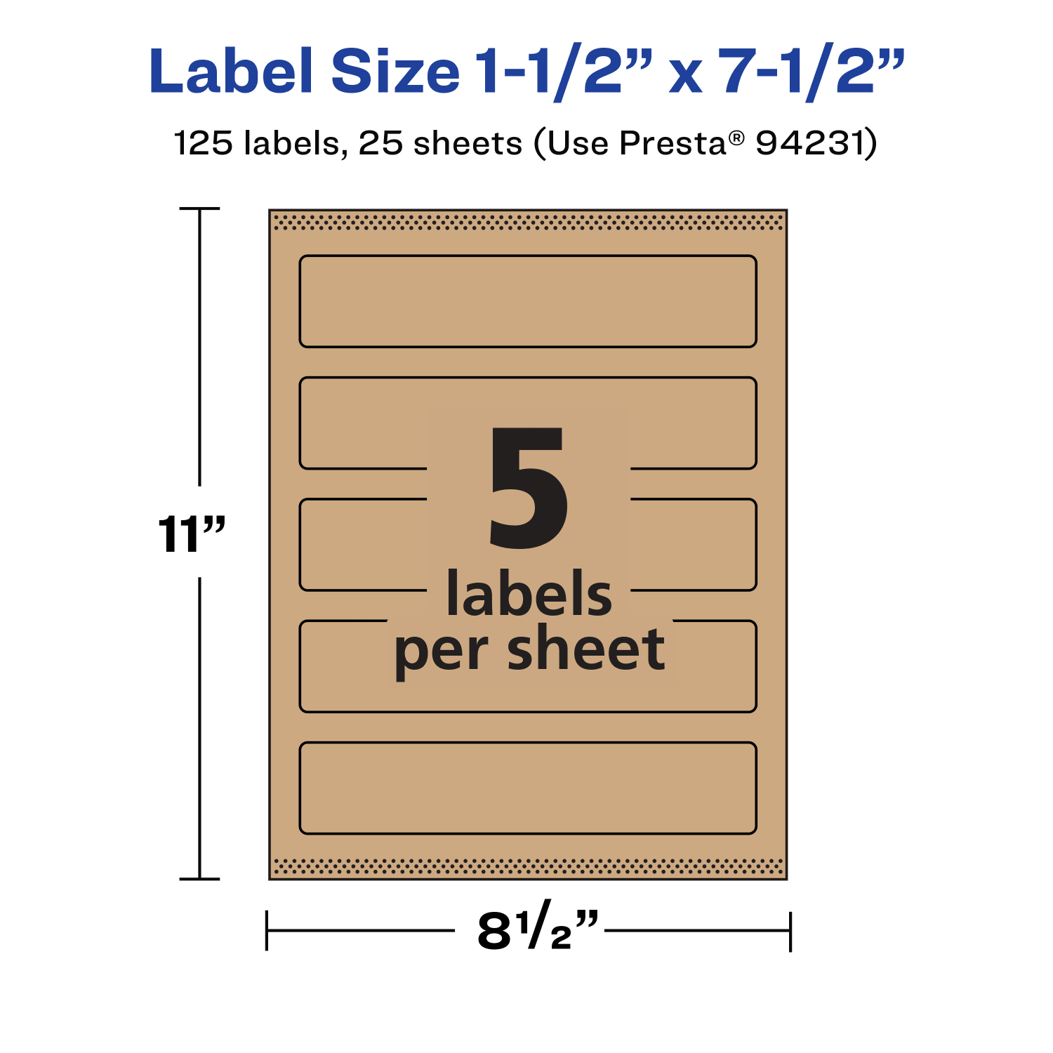 Avery Kraft Permanent Labels With Sure Feed, 94231-KMP25, Rectangle, 1-1/2in x 7-1/2in, Brown, Pack Of 125 - Image 6