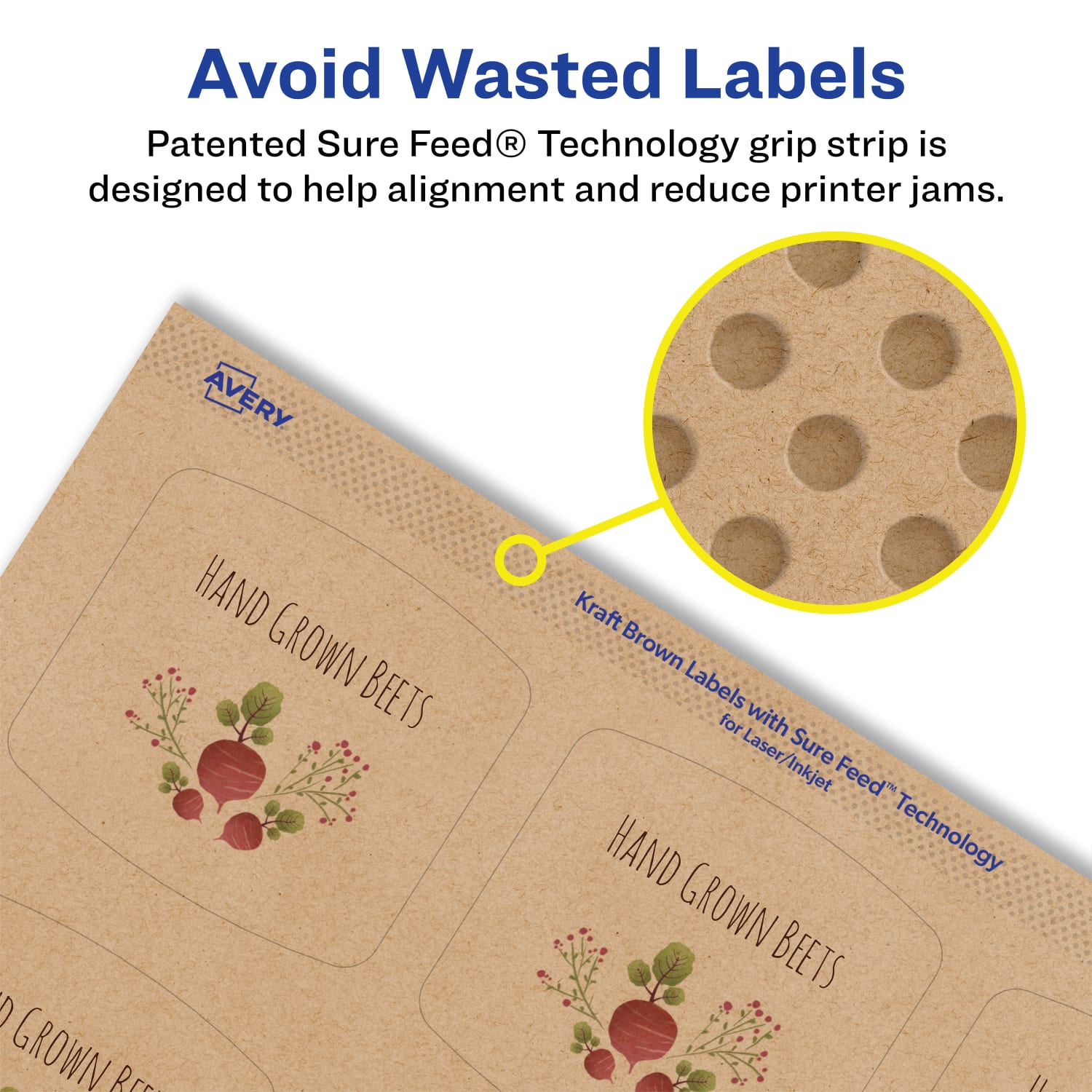 Avery Kraft Permanent Labels With Sure Feed, 94124-KMP100, Arched Square, 2in x 2-3/16in, Brown, Pack Of 1,200 - Image 5