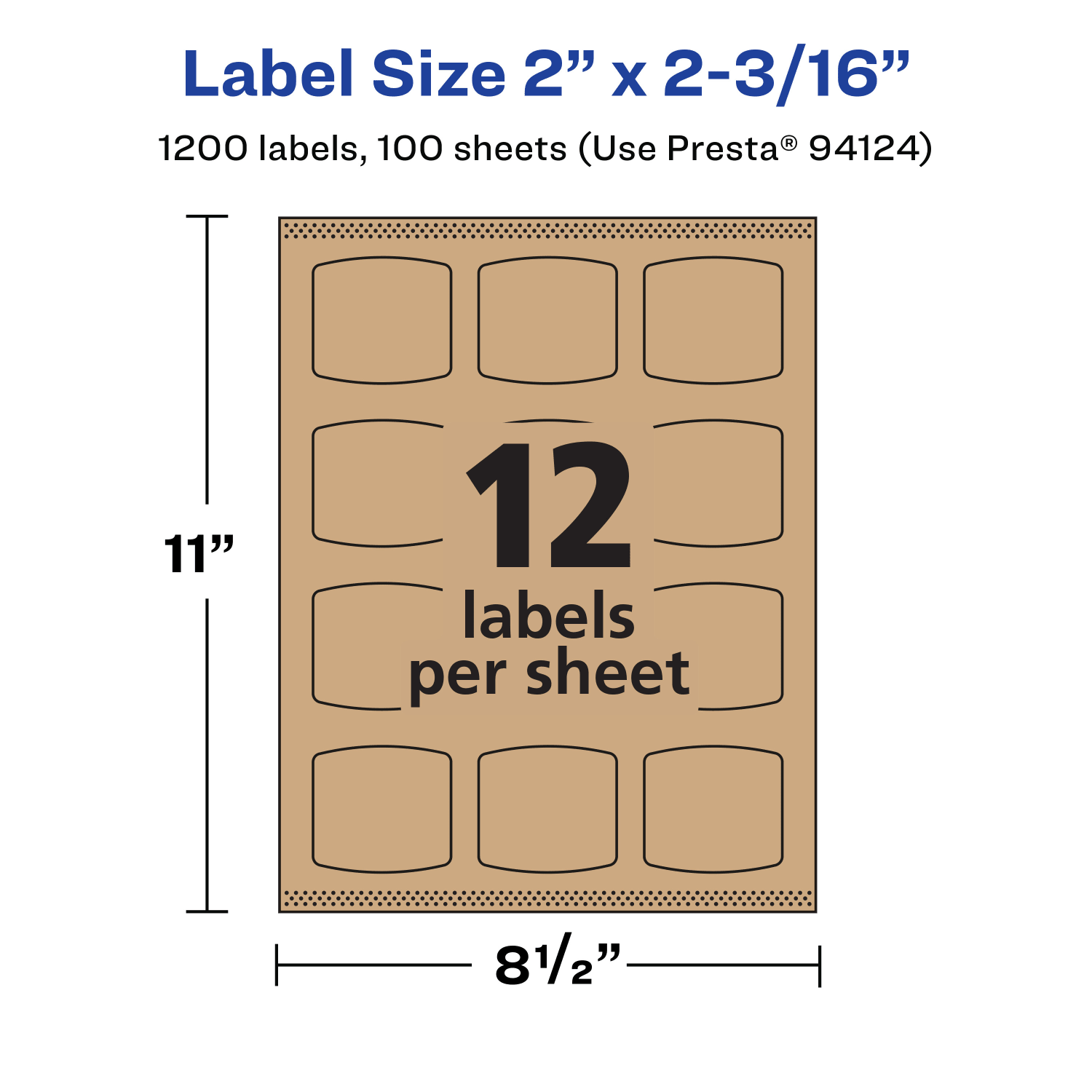Avery Kraft Permanent Labels With Sure Feed, 94124-KMP100, Arched Square, 2in x 2-3/16in, Brown, Pack Of 1,200 - Image 6