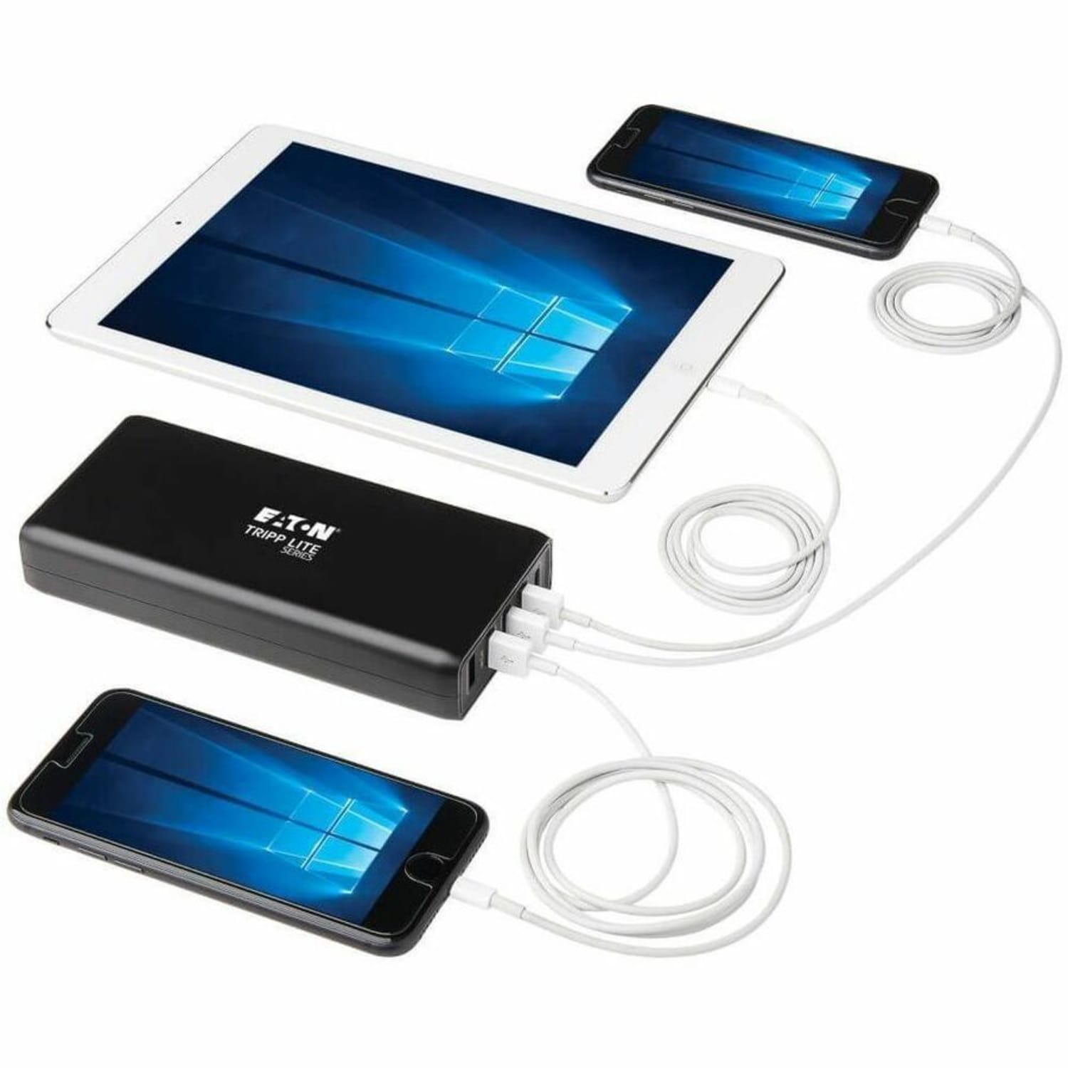 Eaton Tripp Lite Series 5-Port USB Charging Station - 4 USB-A Auto-Sensing & 1 USB-C PD 3.0, USB-IF Certified, 110W Max - Charging station - 110 Watt - 4.3 A - PD 3.0 - 5 output connectors (4 x USB, 24 pin USB-C) - black - Image 3