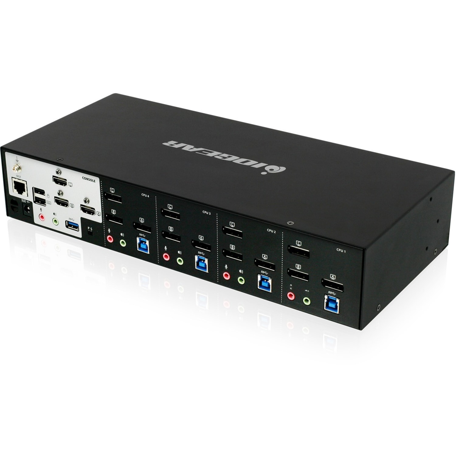 4-Port 4K Triple View DisplayPort KVMP Switch with USB 3.0 Hub (TAA Compliant) - 3 Computer(s) - 3 Local User(s) - 4096 x 2160 - 1 x Network (RJ-45) - 9 x USB - 3 x HDMI - 12 x DisplayPort - TAA Compliant - Image 4