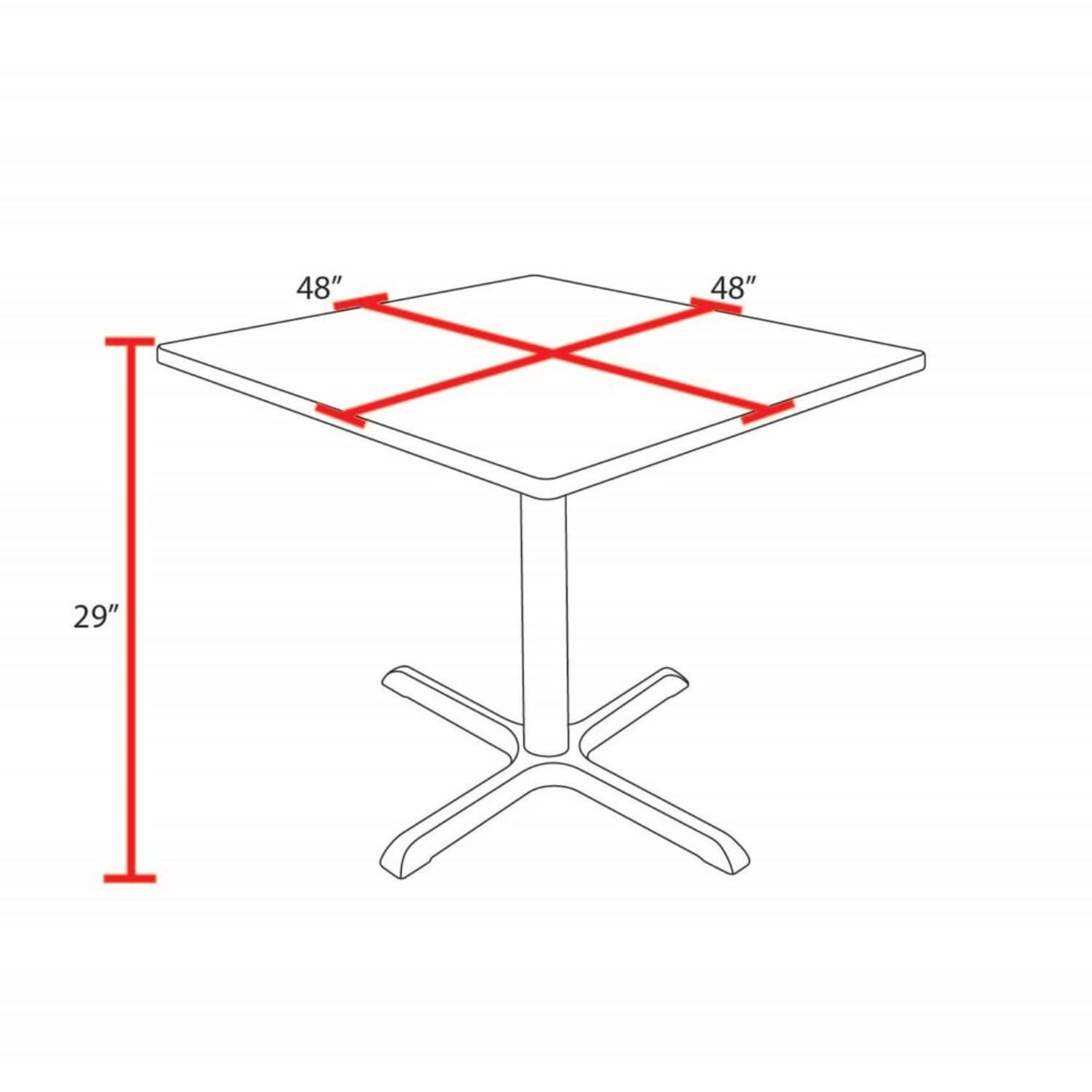 Regency Cain Square X-Base Breakroom Table, 29inH x 48inW x 48inD, Mahogany/Gray - Image 4