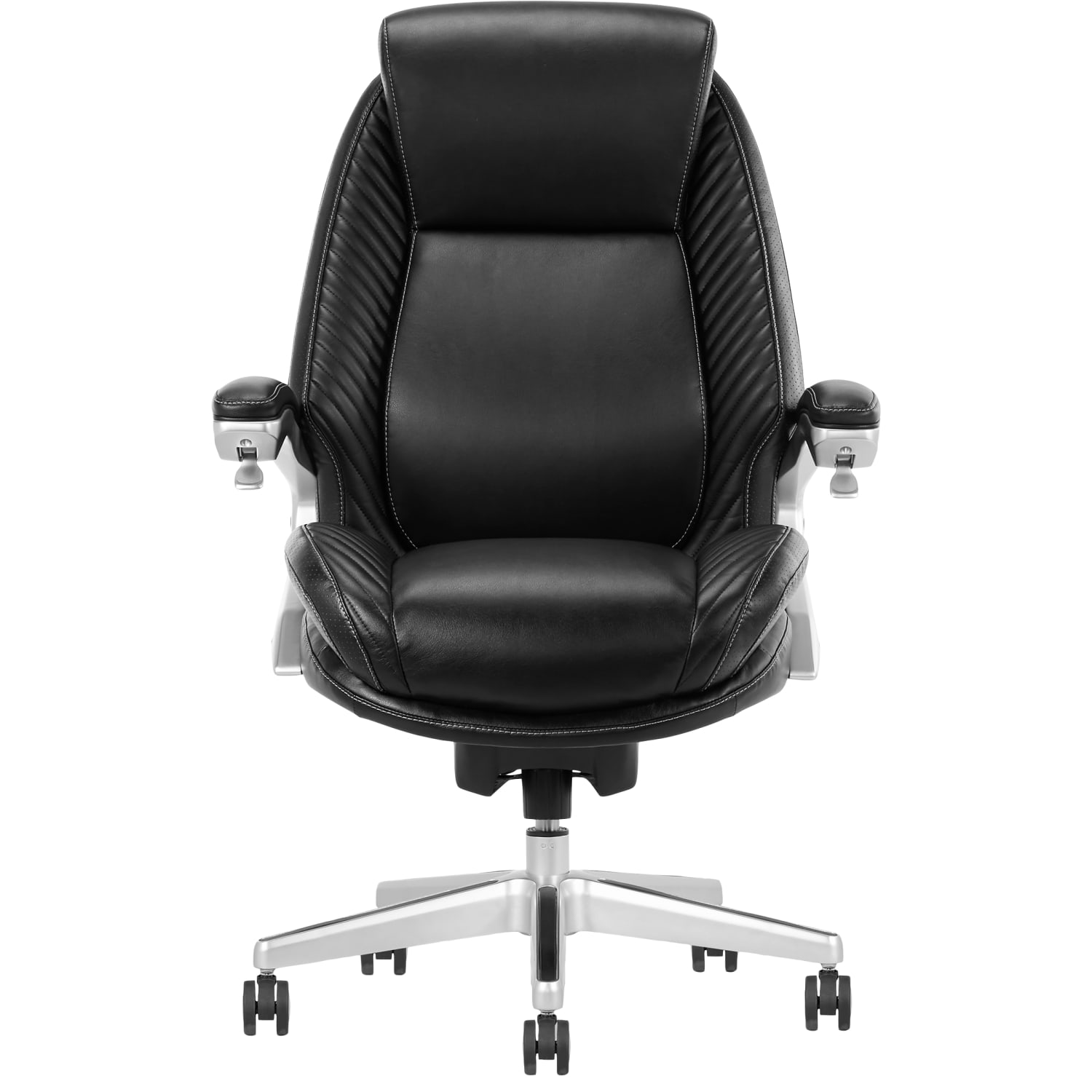 Serta iComfort i6000 Ergonomic Bonded Leather High Back Executive Office Chair BlackSilver PopularChairscom