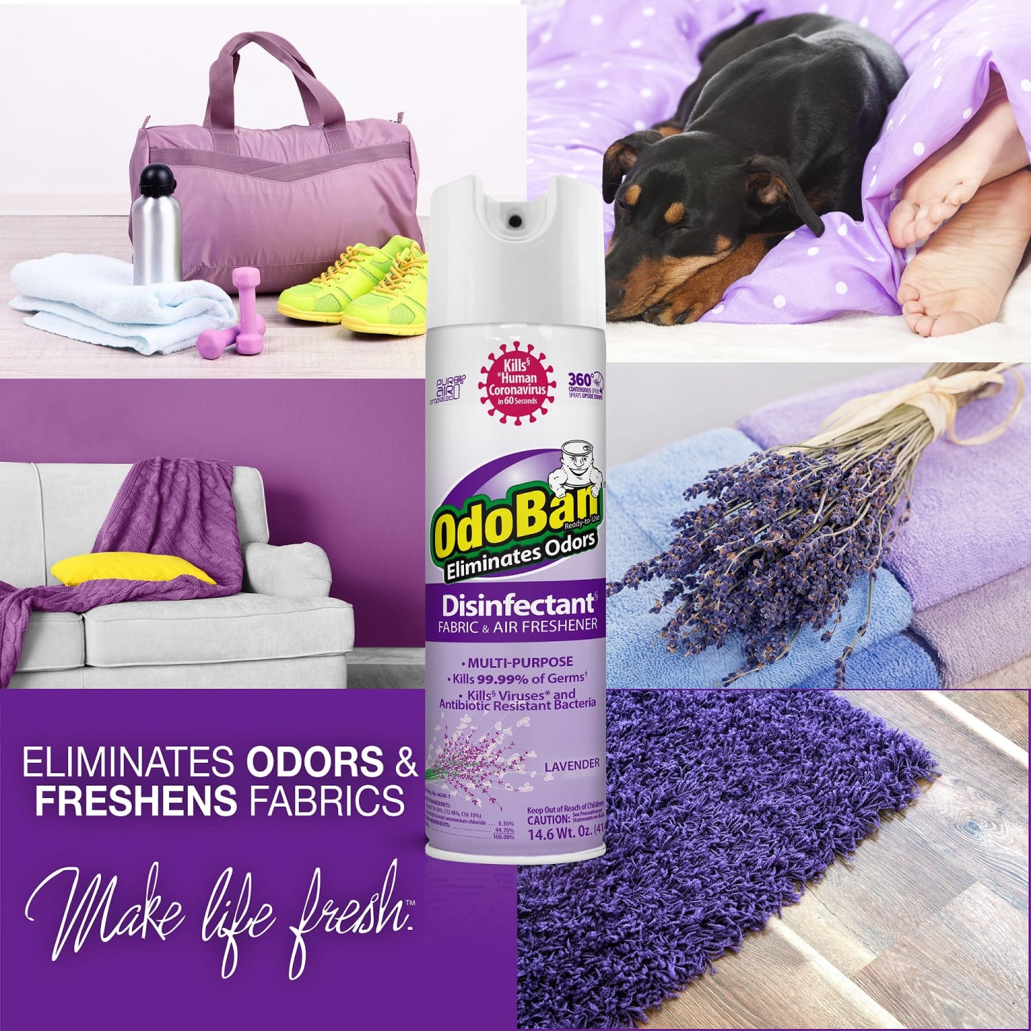 OdoBan Odor Eliminator Disinfectant 360 deg. Spray, Lavender Scent, 14.6 Oz - Image 4
