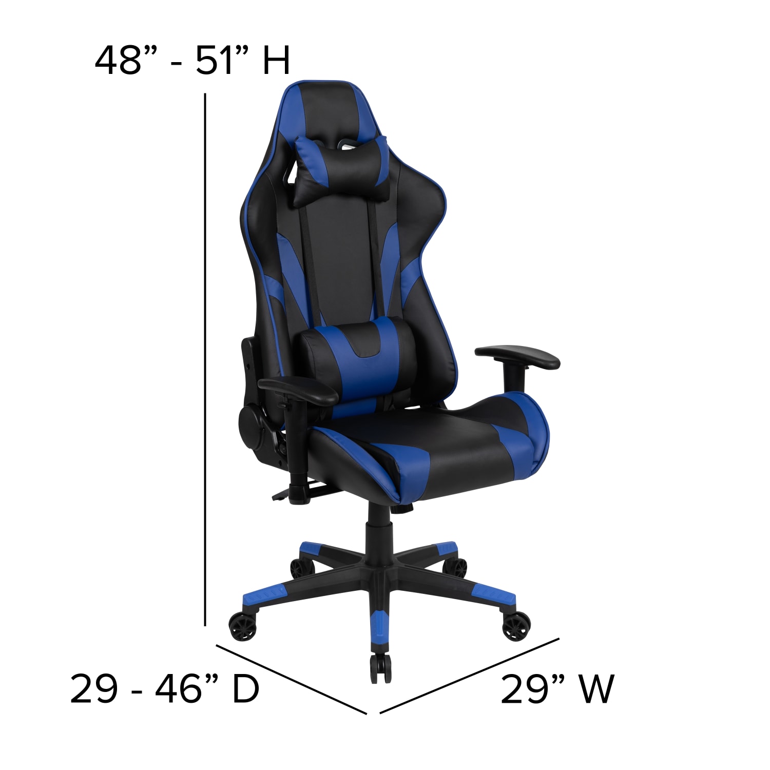 Flash Furniture X20 Ergonomic LeatherSoft High Back Racing Gaming Chair Blue PopularChairscom