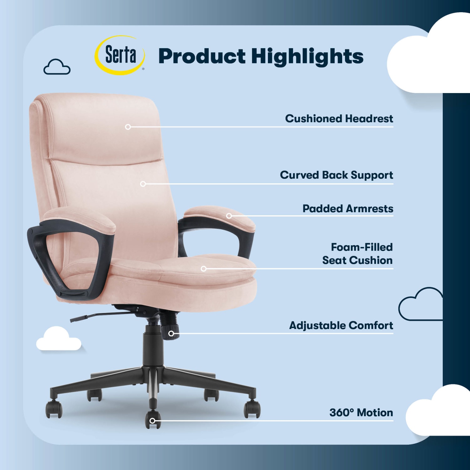 Serta Comfort Ergo Ergonomic Velvet HighBack Executive Office Chair PinkBlack PopularChairscom Serta Comfort Ergo Ergonomic Velvet High Back Executive Office Chair PinkBlack PopularChairscom