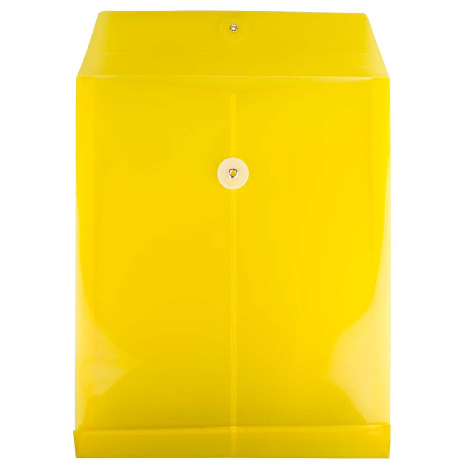 JAM Paper Open-End Plastic Envelopes, Letter-Size, 9 3/4in x 11 3/4in, Button & String Closure, Yellow, Pack Of 12 - Image 3