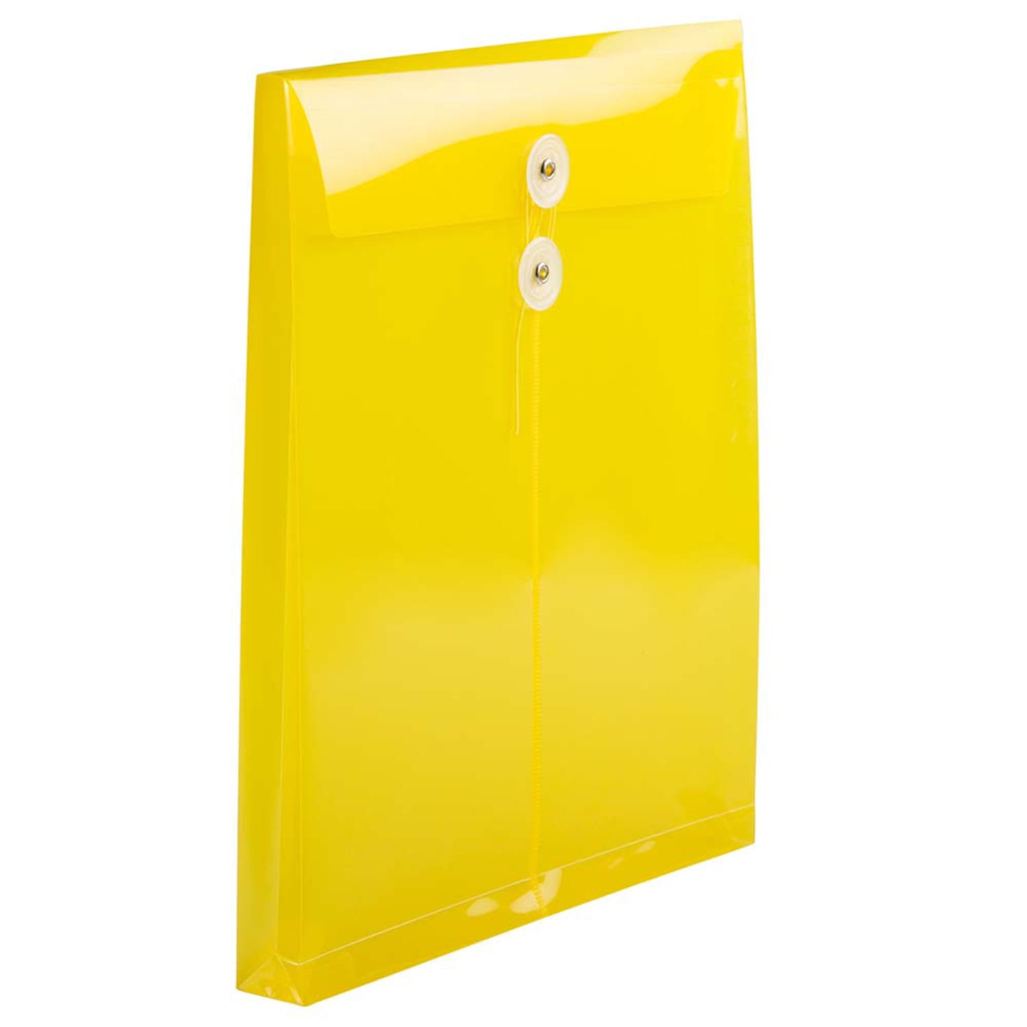 JAM Paper Open-End Plastic Envelopes, Letter-Size, 9 3/4in x 11 3/4in, Button & String Closure, Yellow, Pack Of 12 - Image 4