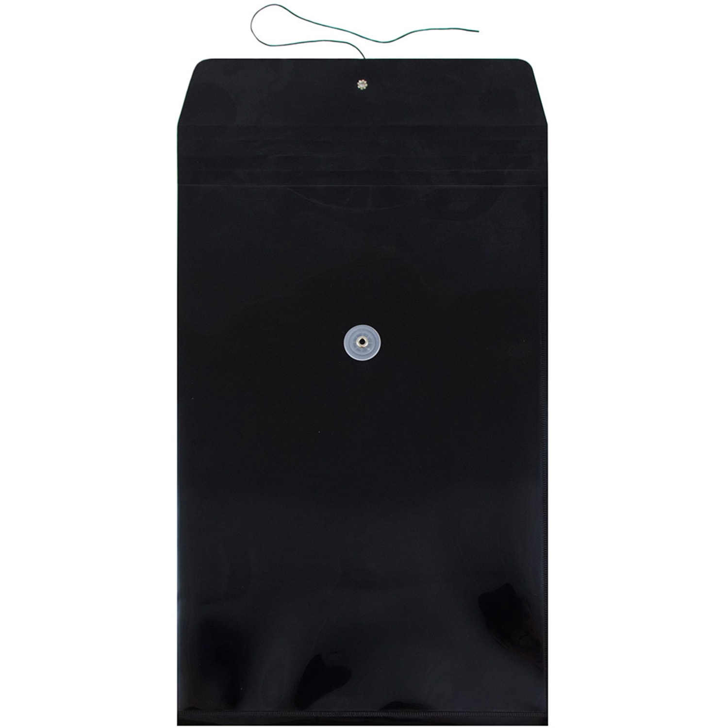 JAM Paper Open-End Plastic Envelopes, Legal-Size, 9 3/4in x 14 1/2in, Button & String Closure, Black, Pack Of 12 - Image 3