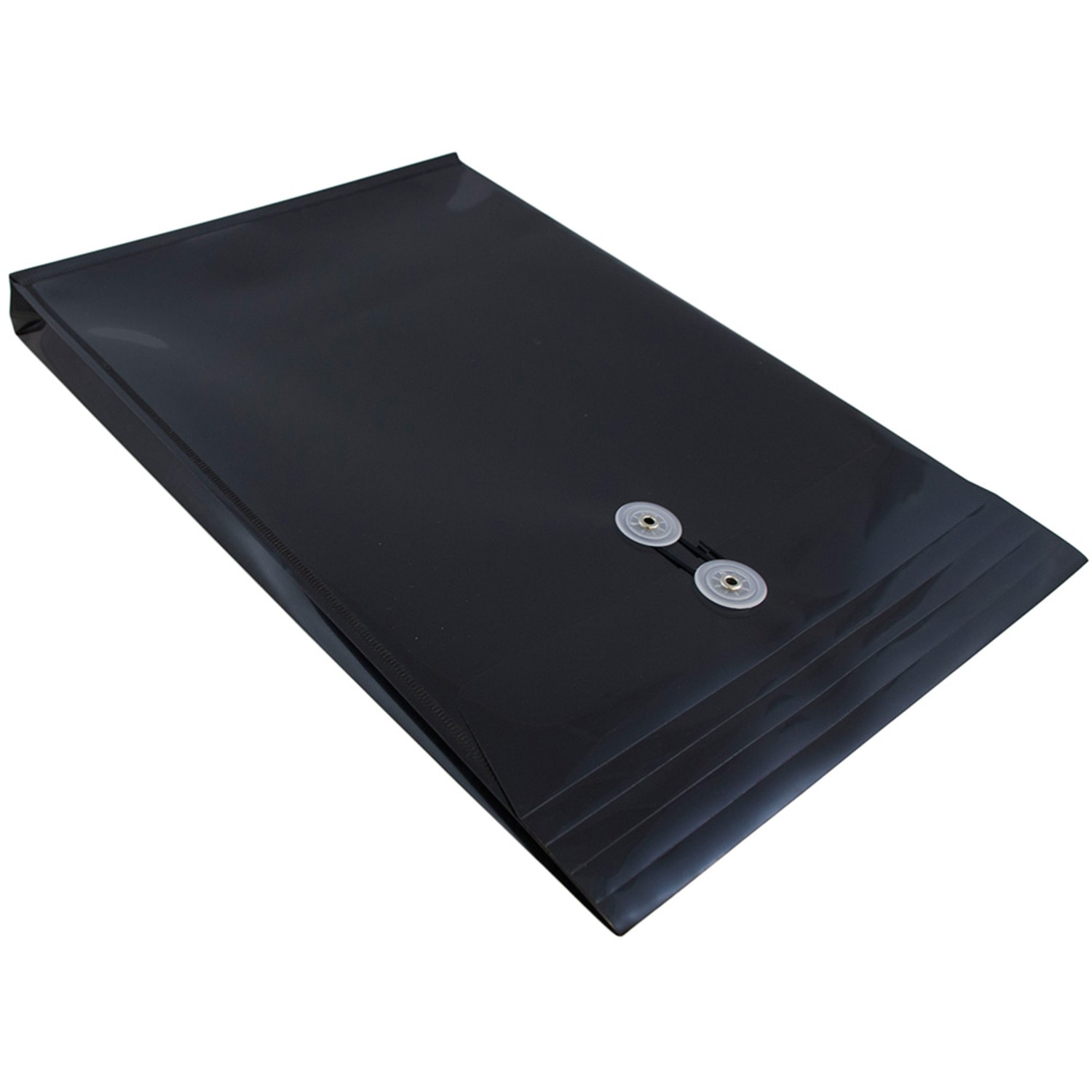 JAM Paper Open-End Plastic Envelopes, Legal-Size, 9 3/4in x 14 1/2in, Button & String Closure, Black, Pack Of 12 - Image 5