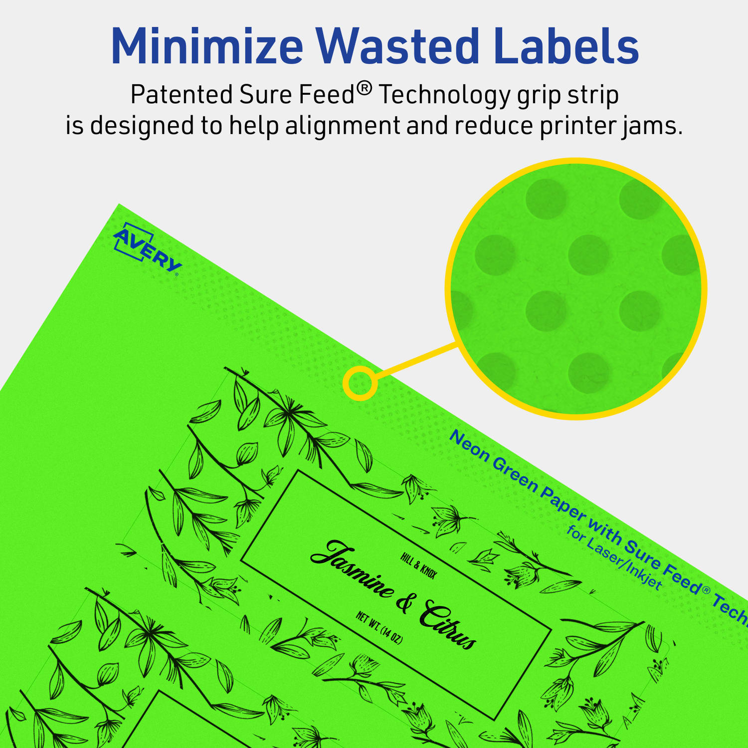 Avery Print-To-The-Edge Labels With Sure Feed Technology, 94241-NGP40, Rectangle, 2in x 5in, Matte Neon Green, Pack of 160 - Image 5