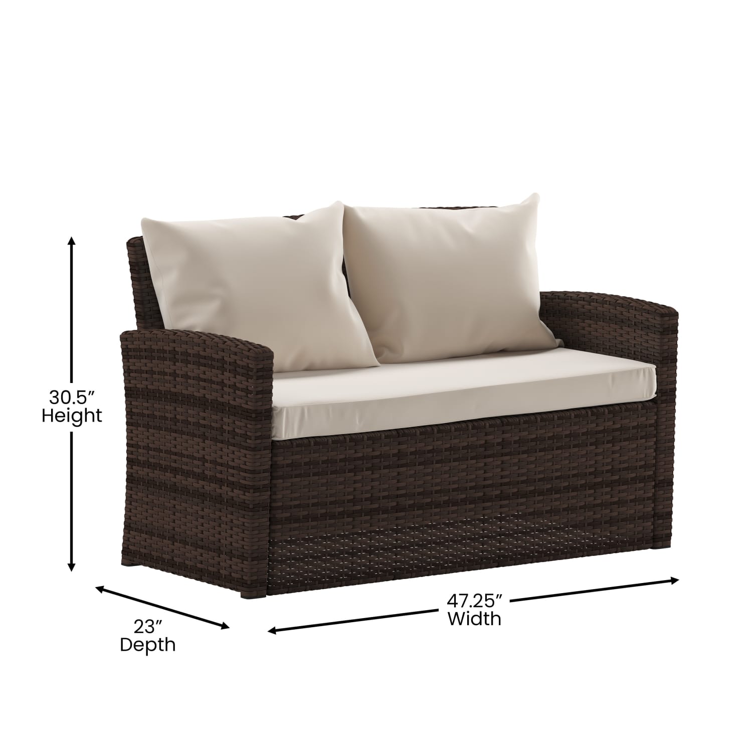 Flash Furniture Aransas Series 4-Piece Patio Set, Beige/Brown - Image 6