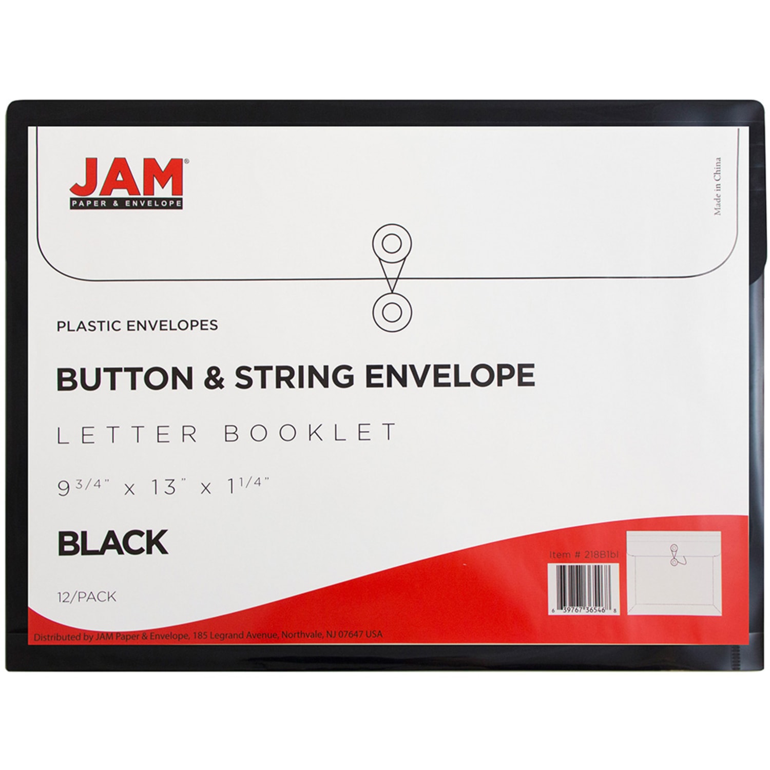 JAM Paper Booklet Plastic Envelopes, Letter-Size, 9 3/4in x 13in, Button & String Closure, Black, Pack Of 12 - Image 3