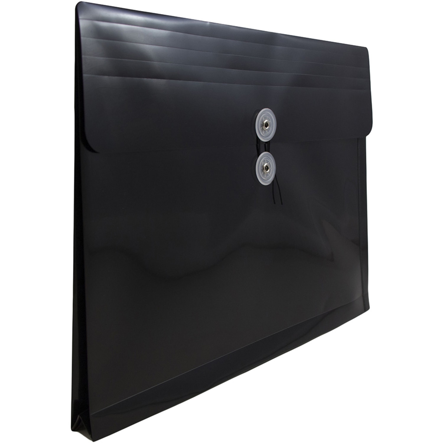 JAM Paper Booklet Plastic Envelopes, Letter-Size, 9 3/4in x 13in, Button & String Closure, Black, Pack Of 12 - Image 5